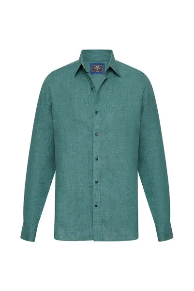 M.J. Bale - Bradfield Linen Shirt - Salerno Green