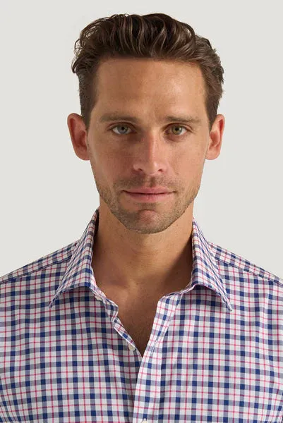M.J. Bale - Byrne Oxford Shirt - Check - White/Navy/Red