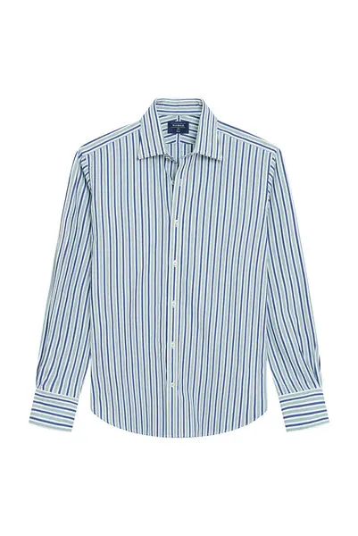 M.J. Bale - Ronald Shirt - Stripe - White/Navy/Green