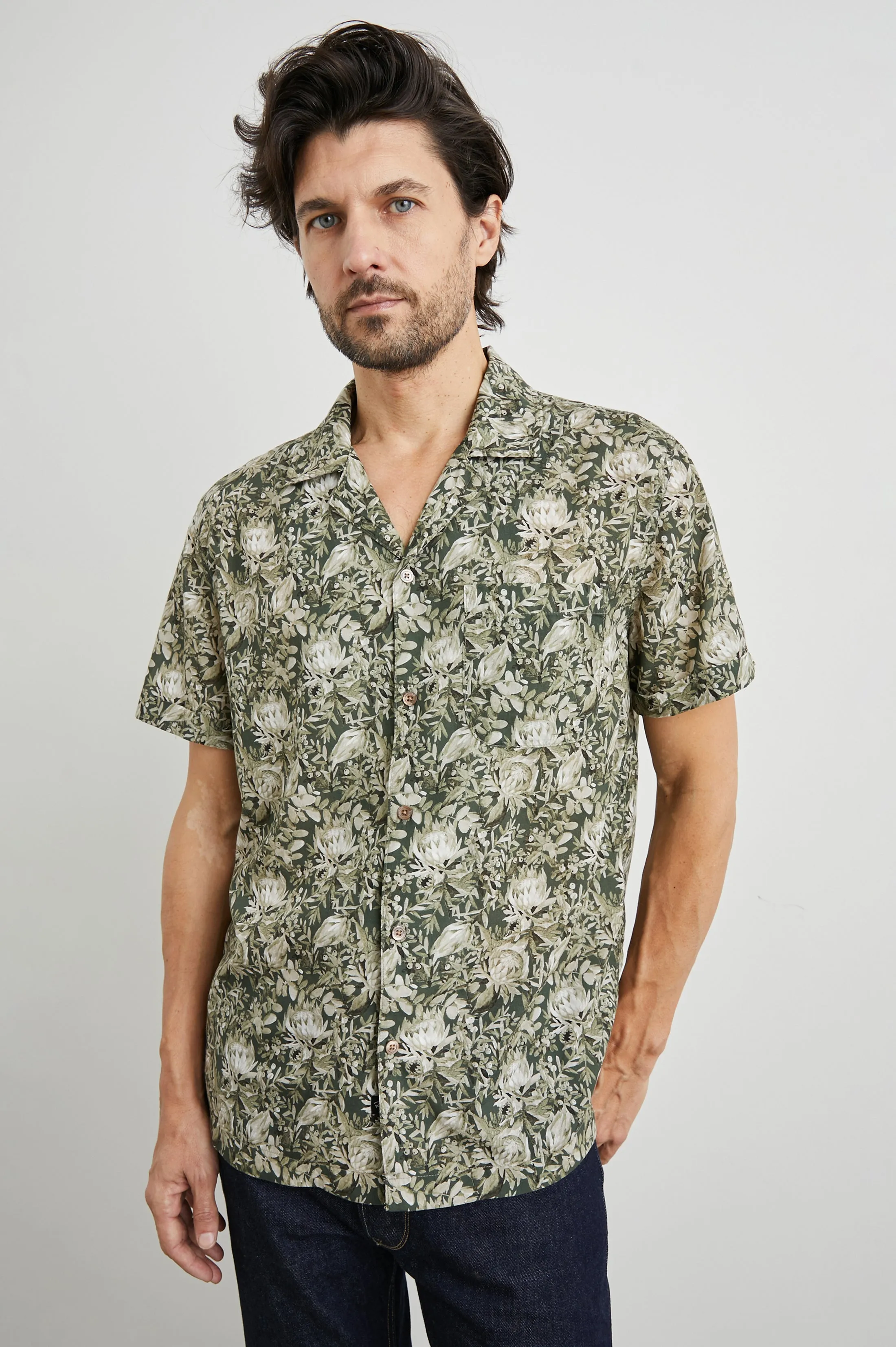 MORENO SHIRT - WATERCOLOR OLIVE BRASS Rails