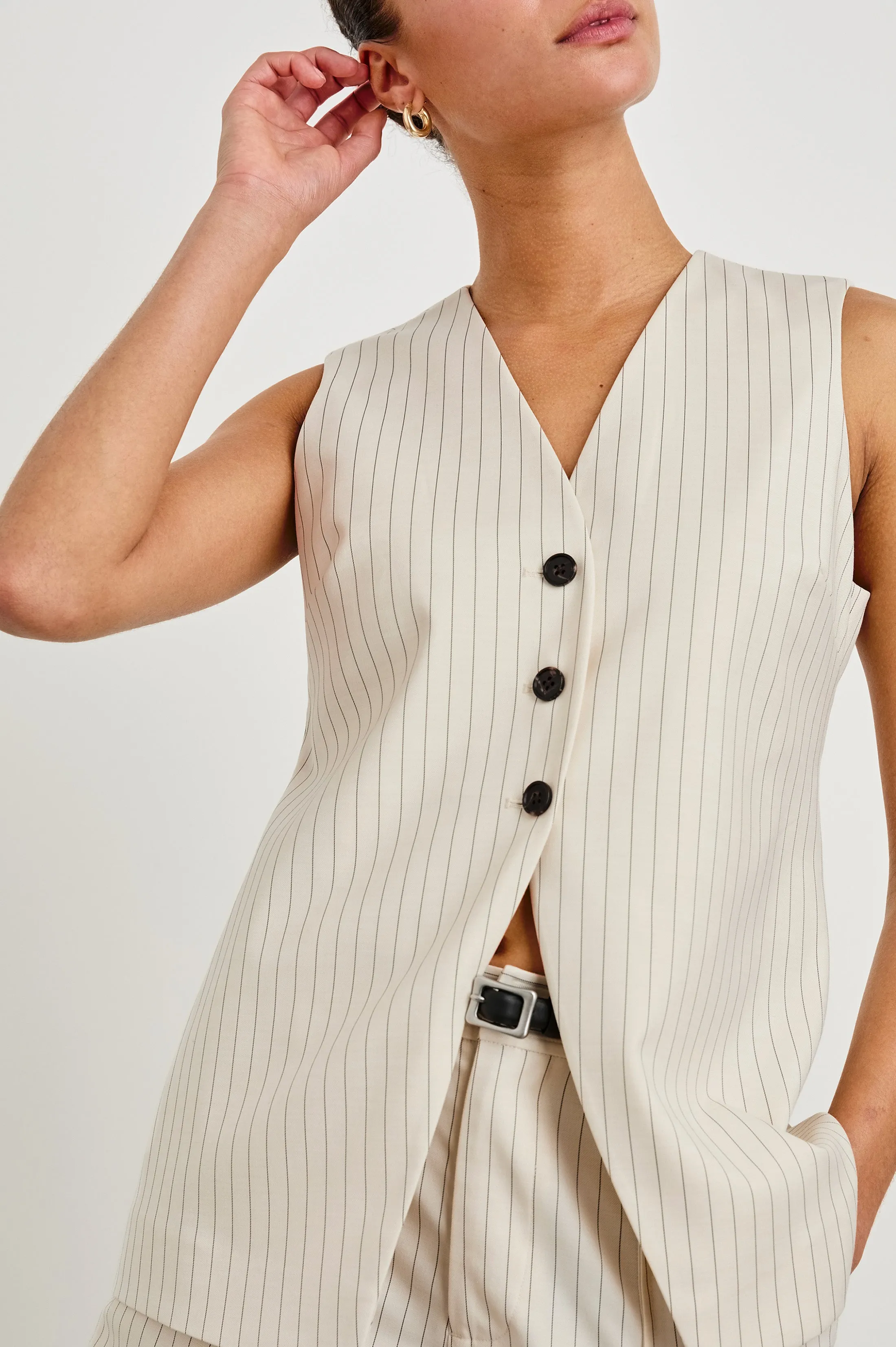 MYLAH VEST - BIRCH PINSTRIPE Rails