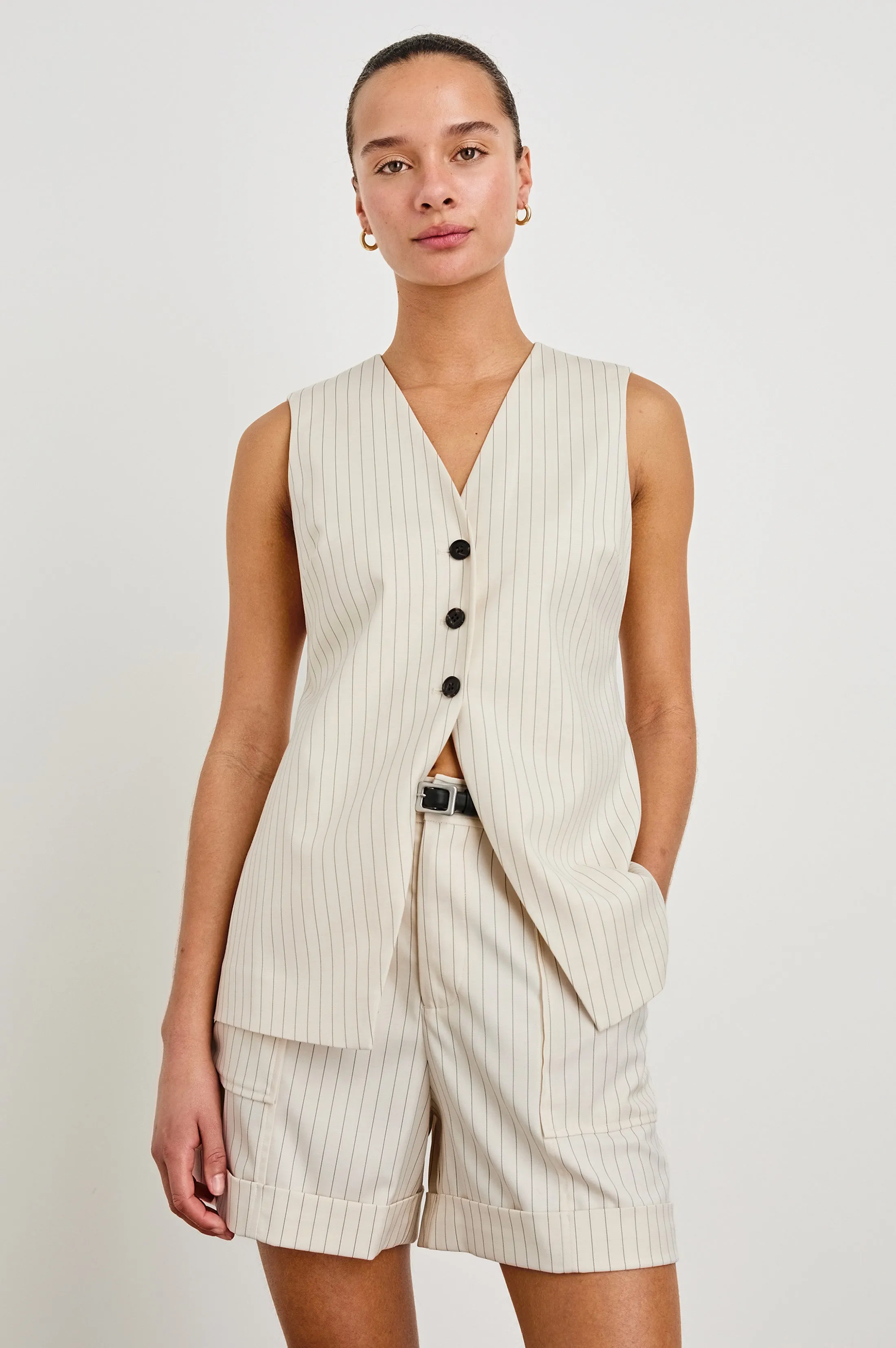 MYLAH VEST - BIRCH PINSTRIPE Rails