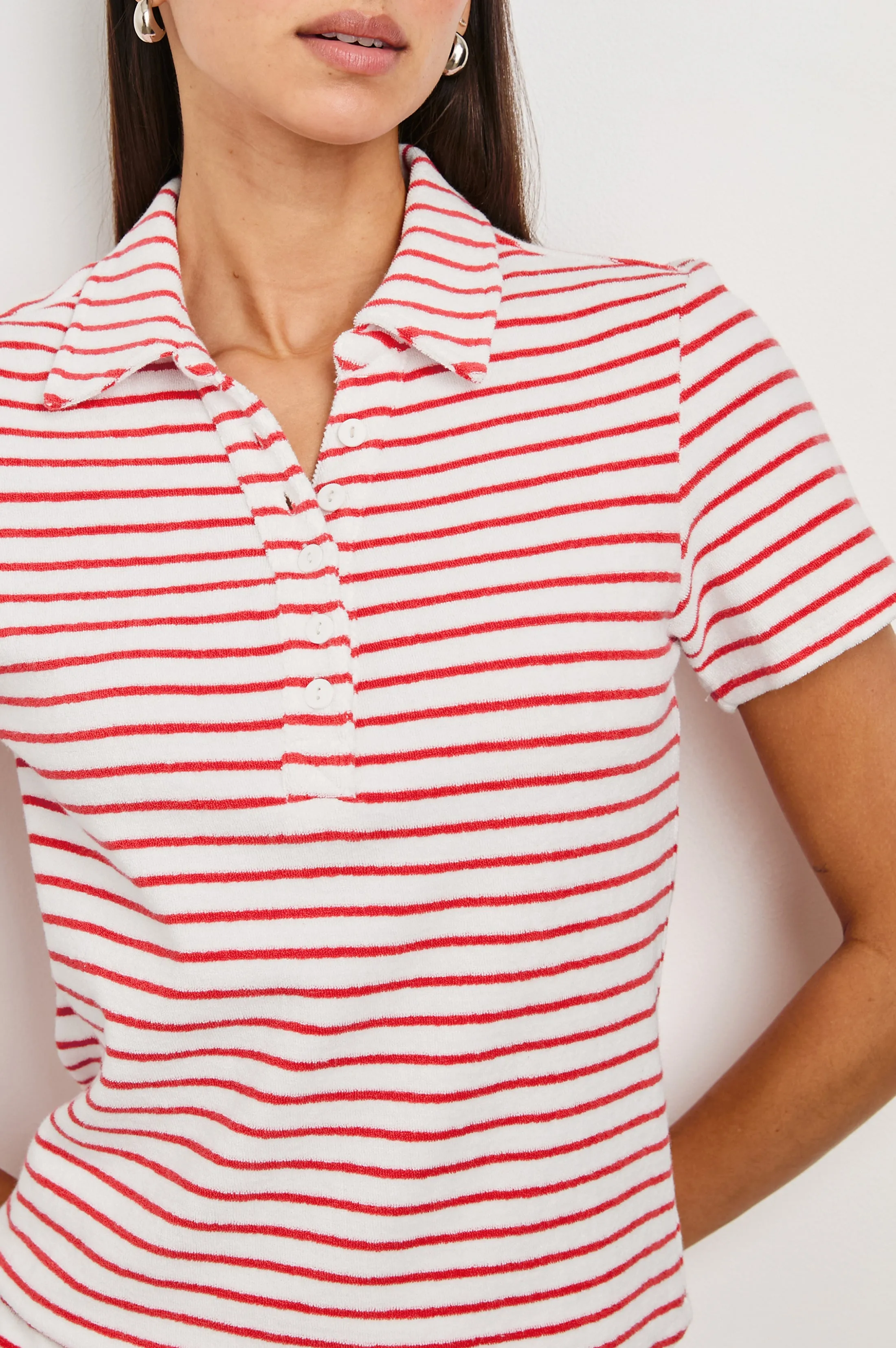 NAVELI COURT POLO - CHERRY STRIPE Rails