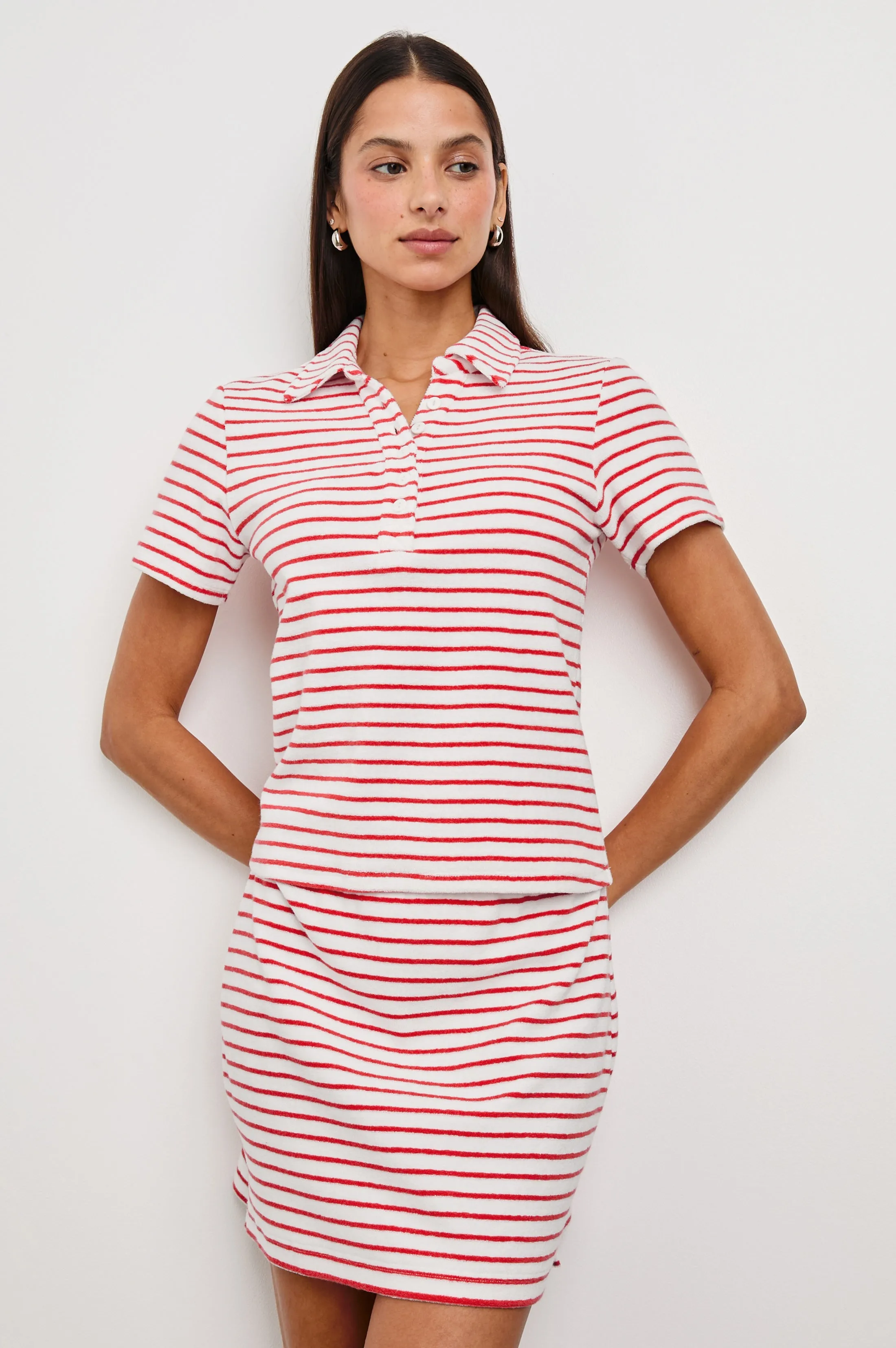 NAVELI COURT POLO - CHERRY STRIPE Rails
