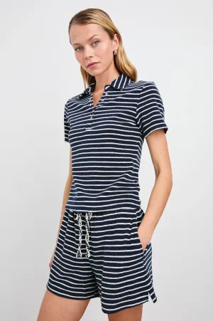 NAVELI COURT POLO - NAVY IVORY STRIPE Rails
