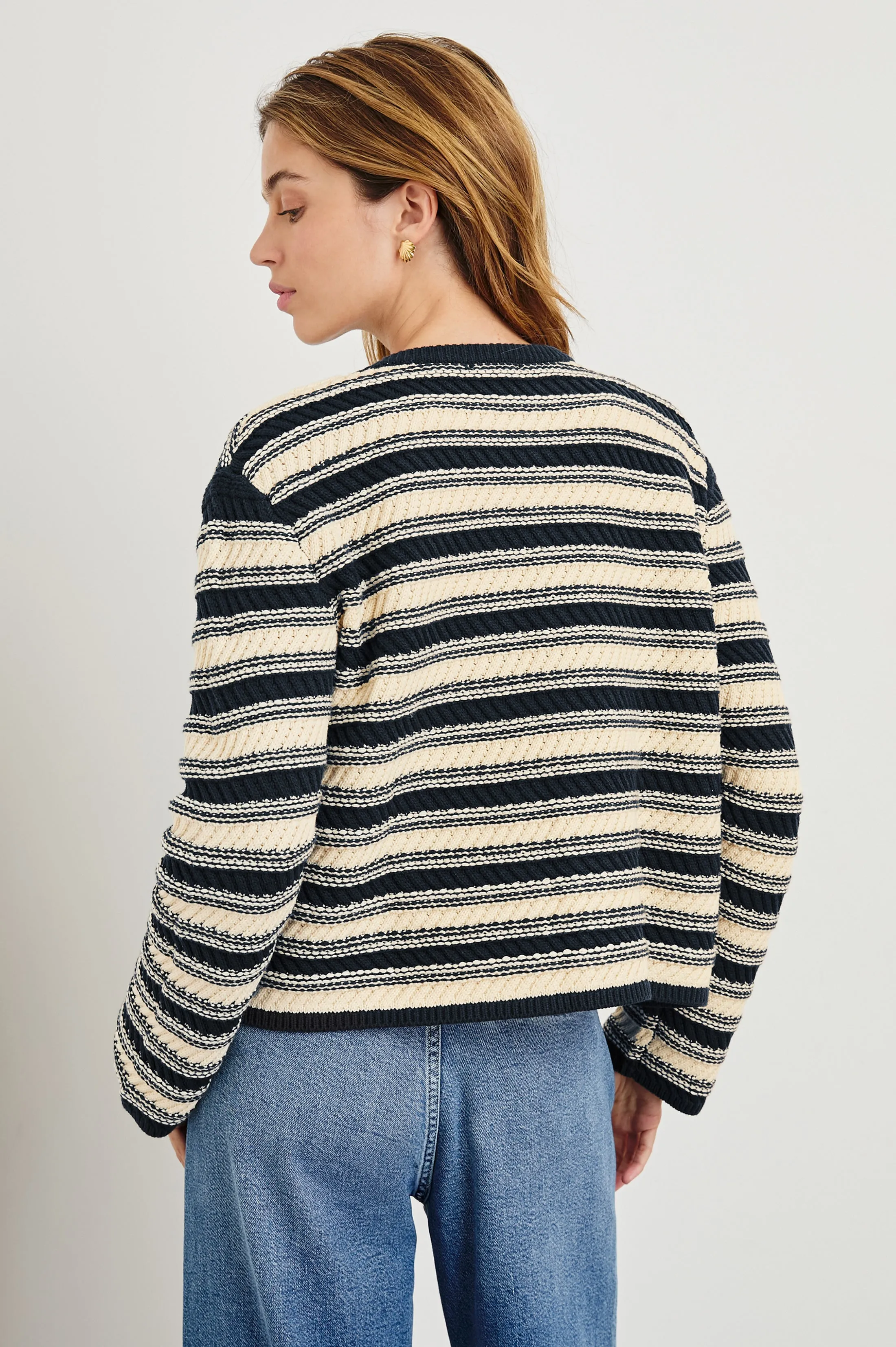 NELLY CARDIGAN - NAVY OAT STRIPE Rails