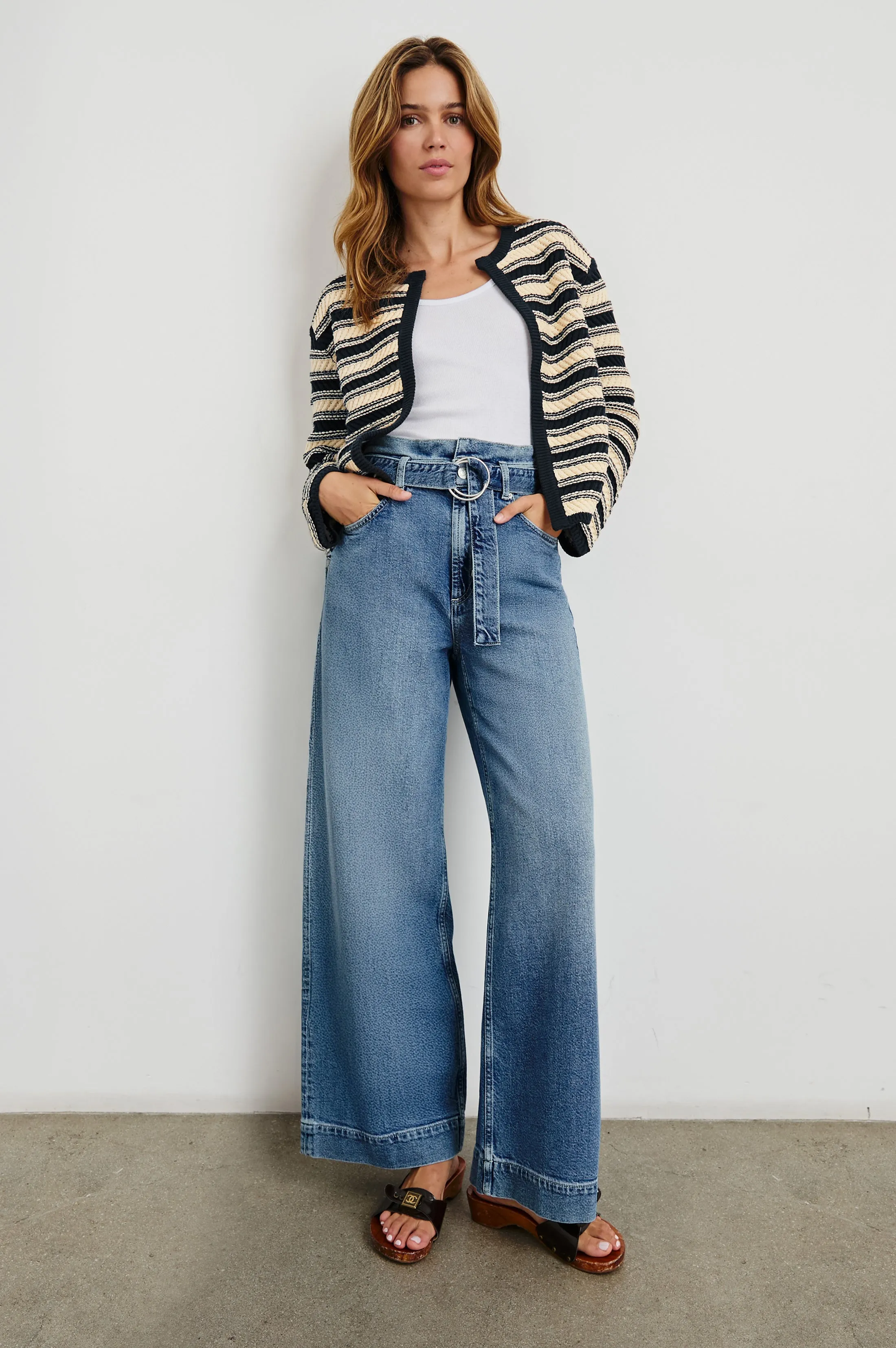 NELLY CARDIGAN - NAVY OAT STRIPE Rails