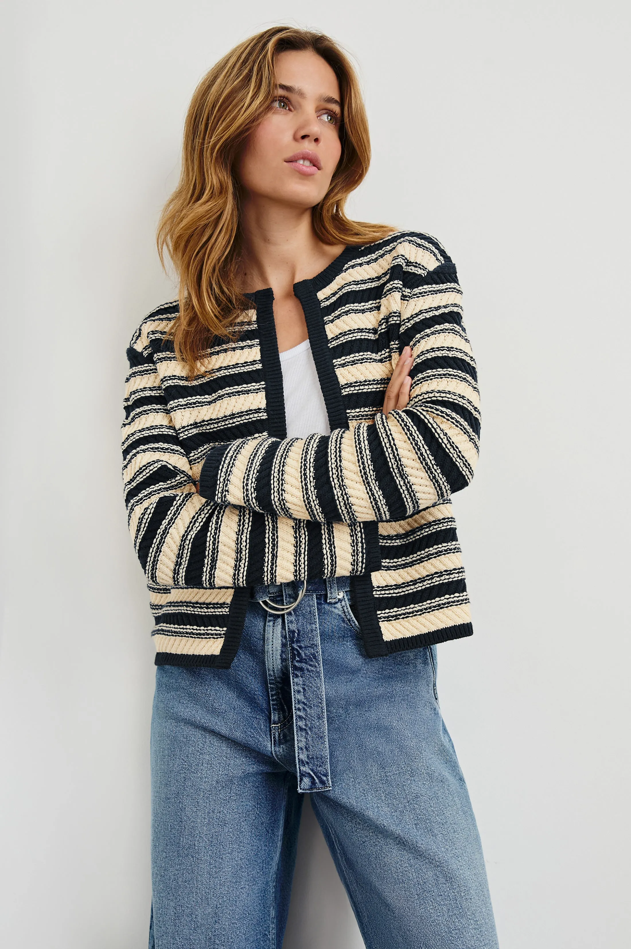 NELLY CARDIGAN - NAVY OAT STRIPE Rails