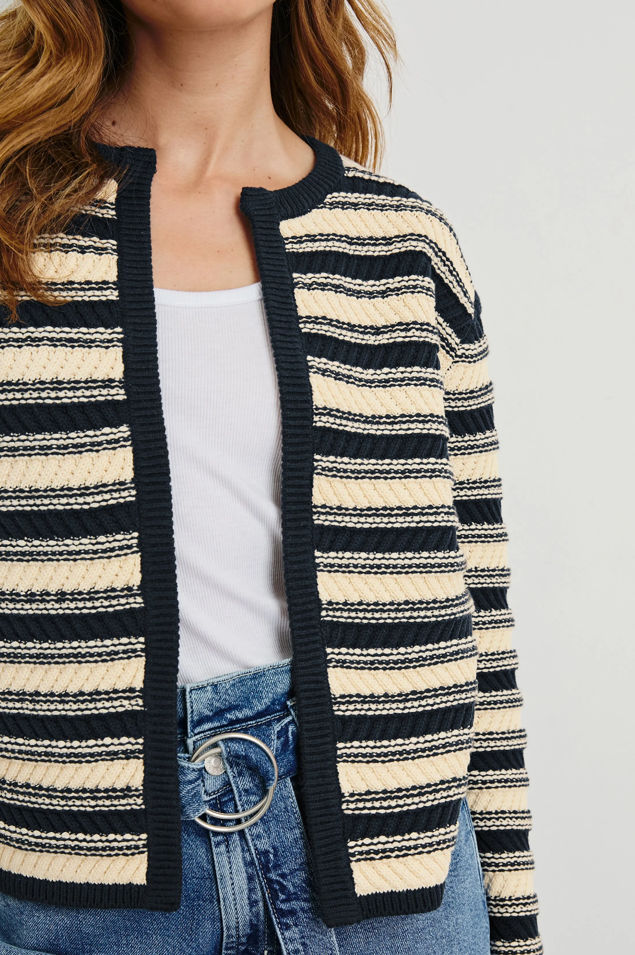 NELLY CARDIGAN - NAVY OAT STRIPE Rails