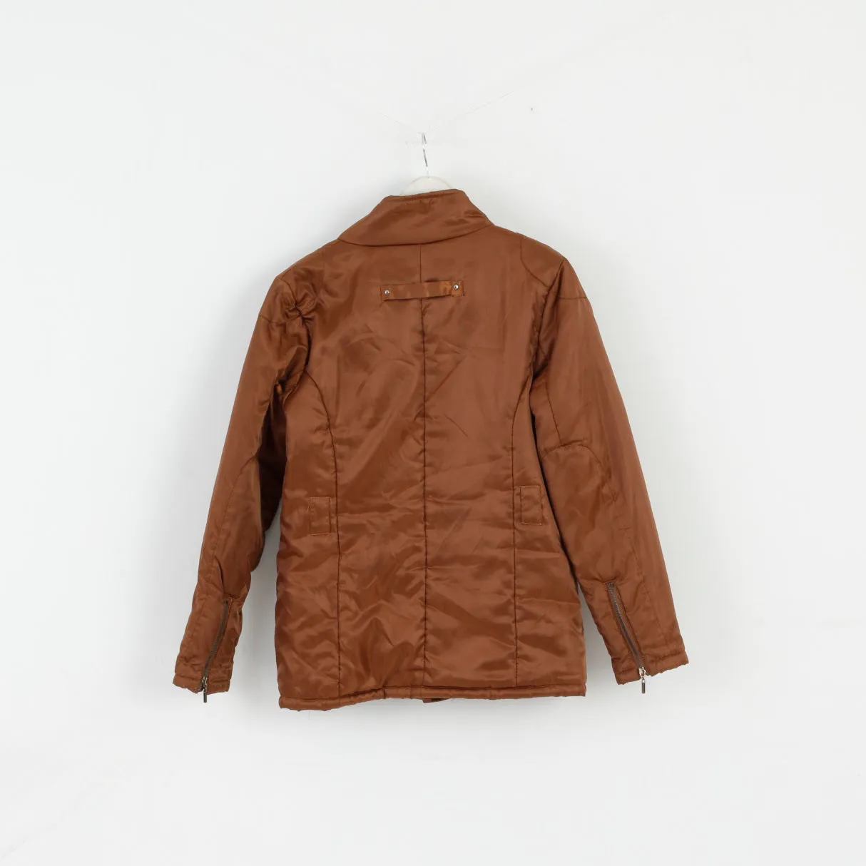 New Morrican Womens M  Jacket Brown Shiny Padded Full Zipper Classic Top