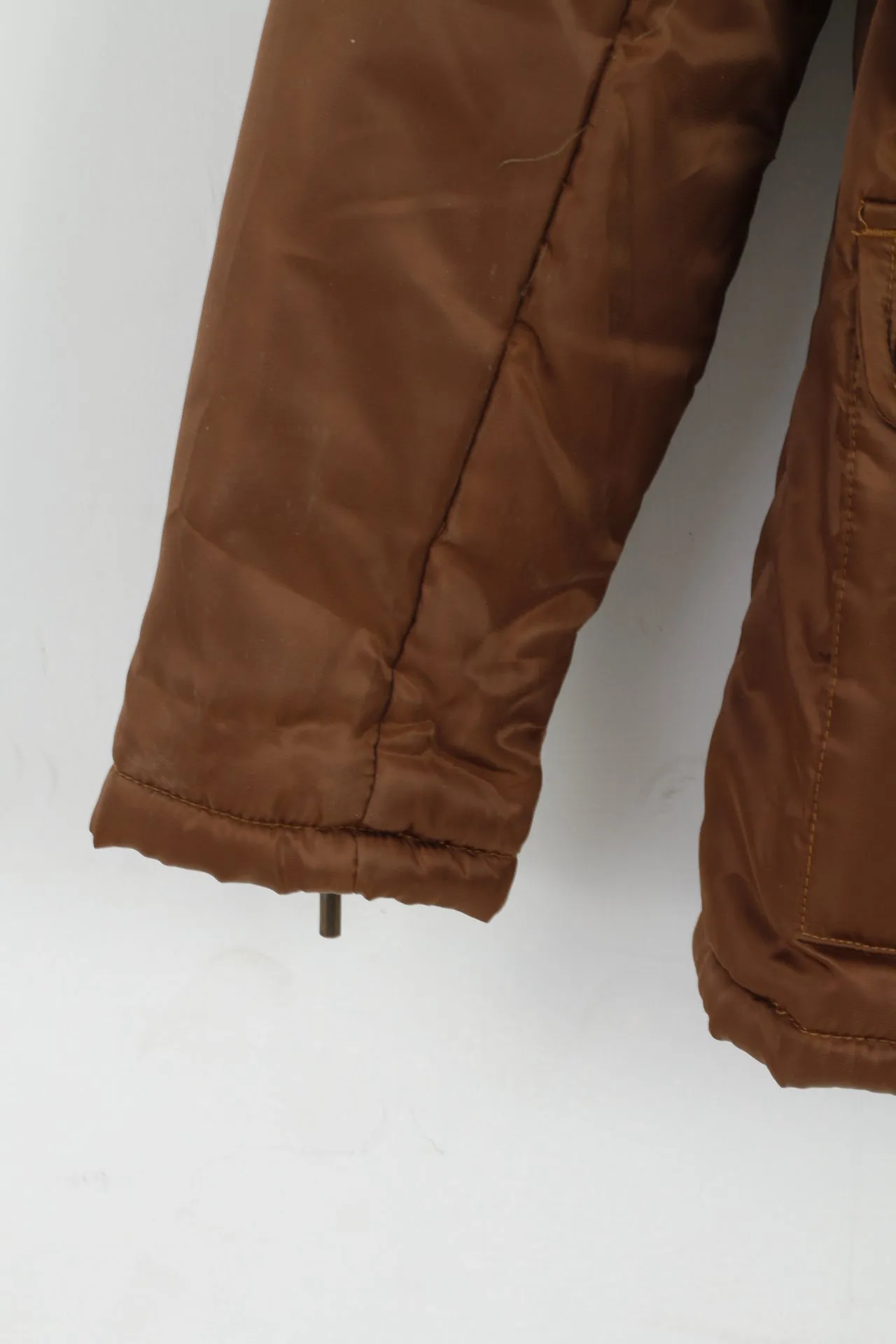 New Morrican Womens M  Jacket Brown Shiny Padded Full Zipper Classic Top