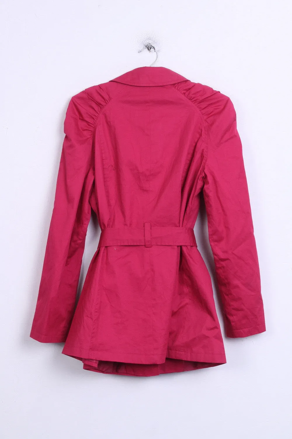 Next Womens 14 M Coat Amaranth Single Breasted Cotton Belted Top