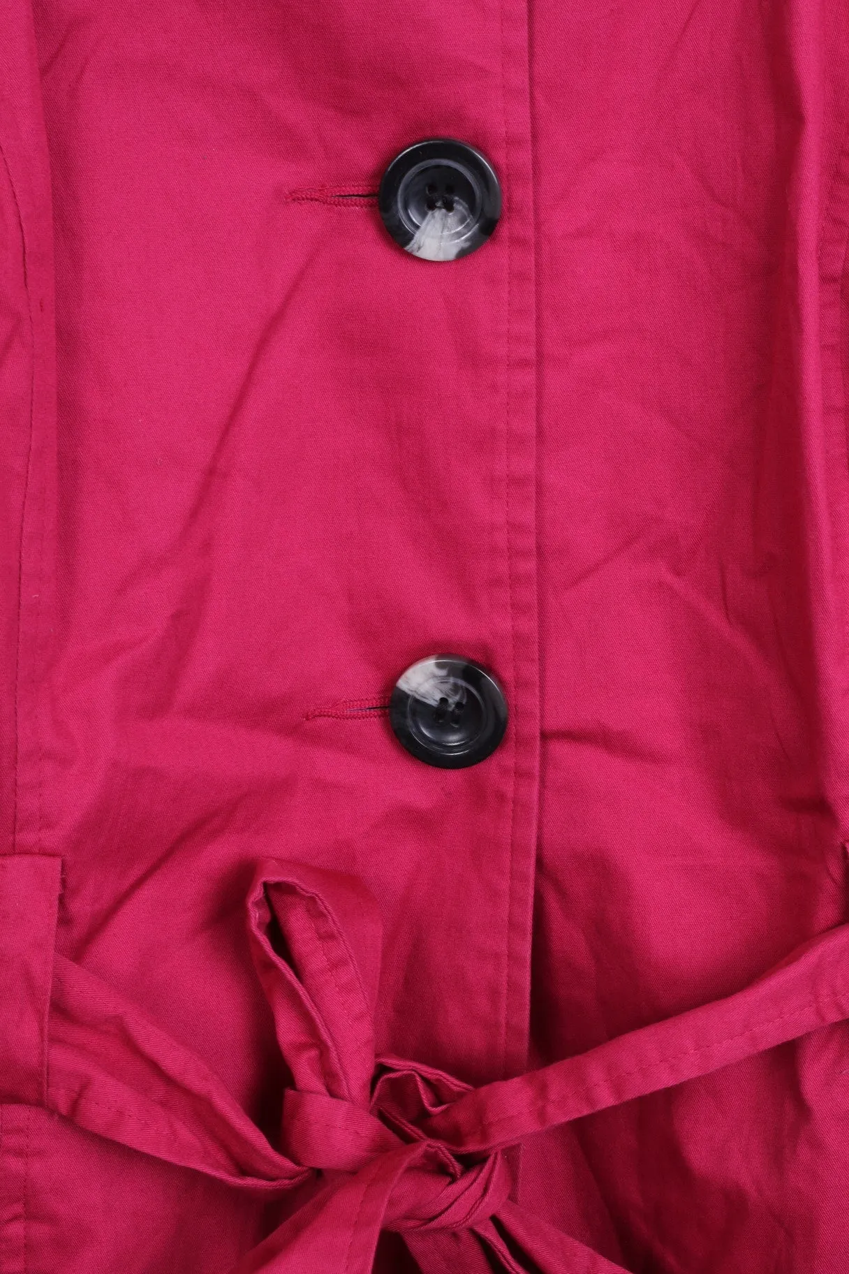 Next Womens 14 M Coat Amaranth Single Breasted Cotton Belted Top