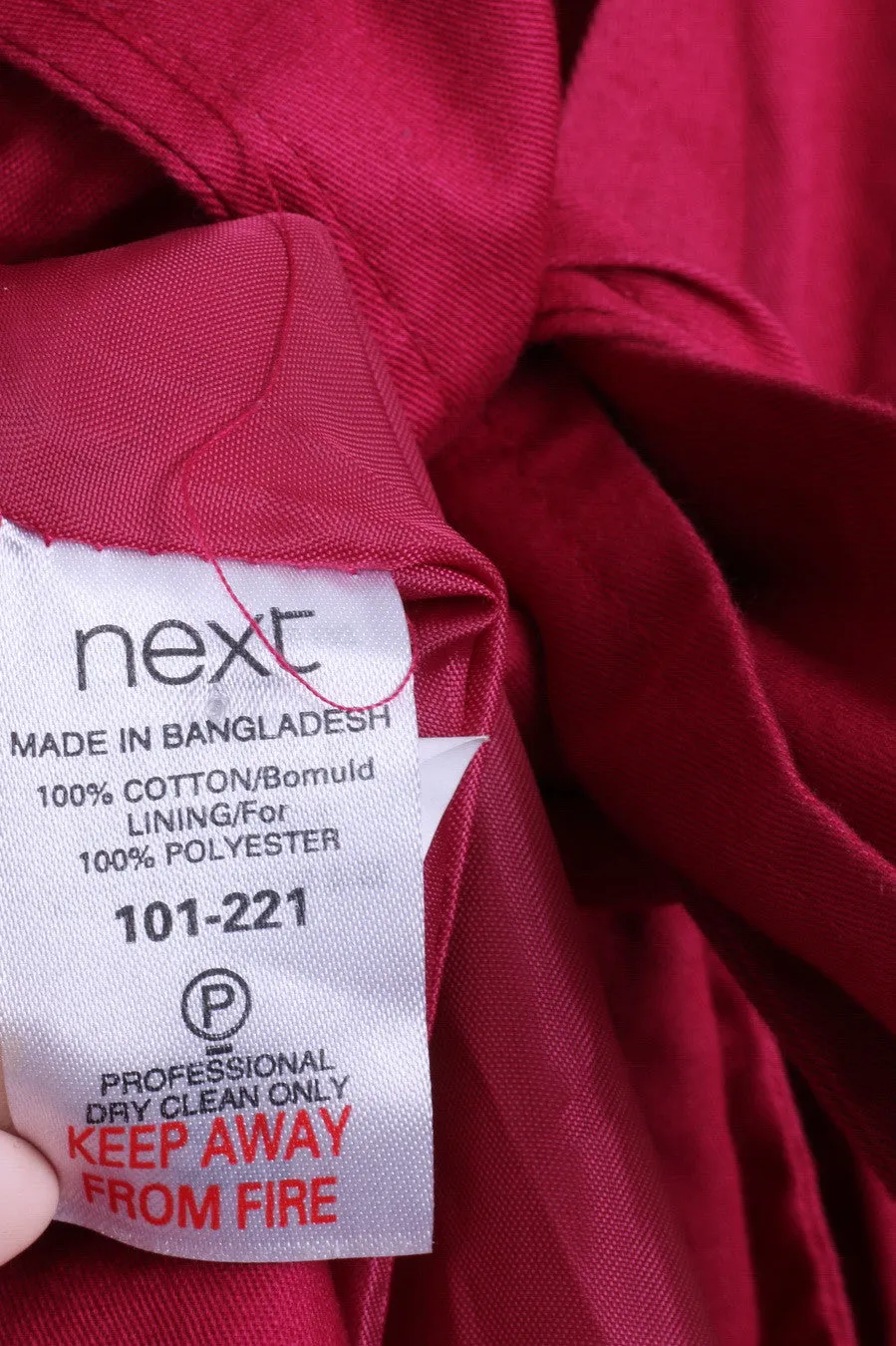Next Womens 14 M Coat Amaranth Single Breasted Cotton Belted Top