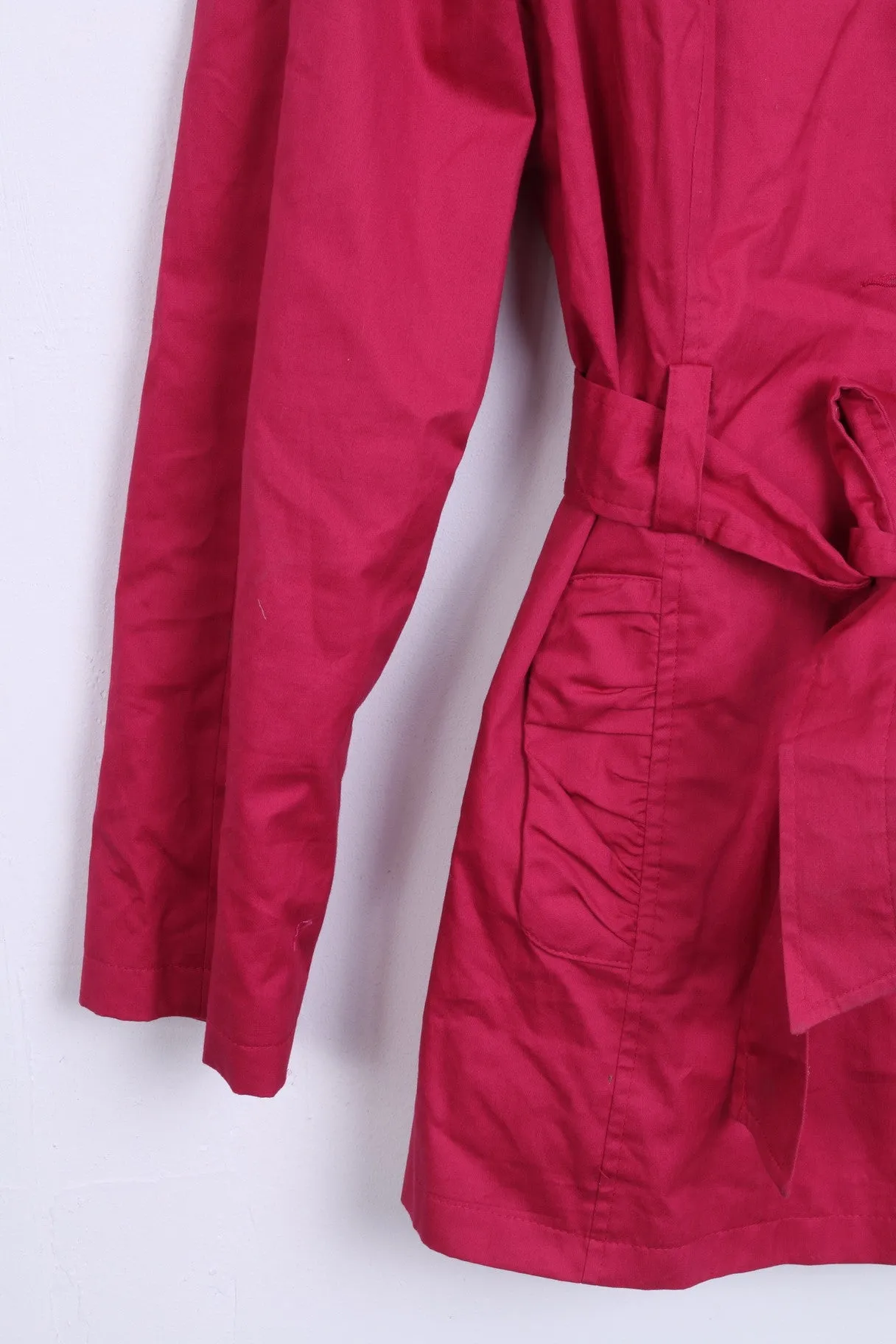 Next Womens 14 M Coat Amaranth Single Breasted Cotton Belted Top
