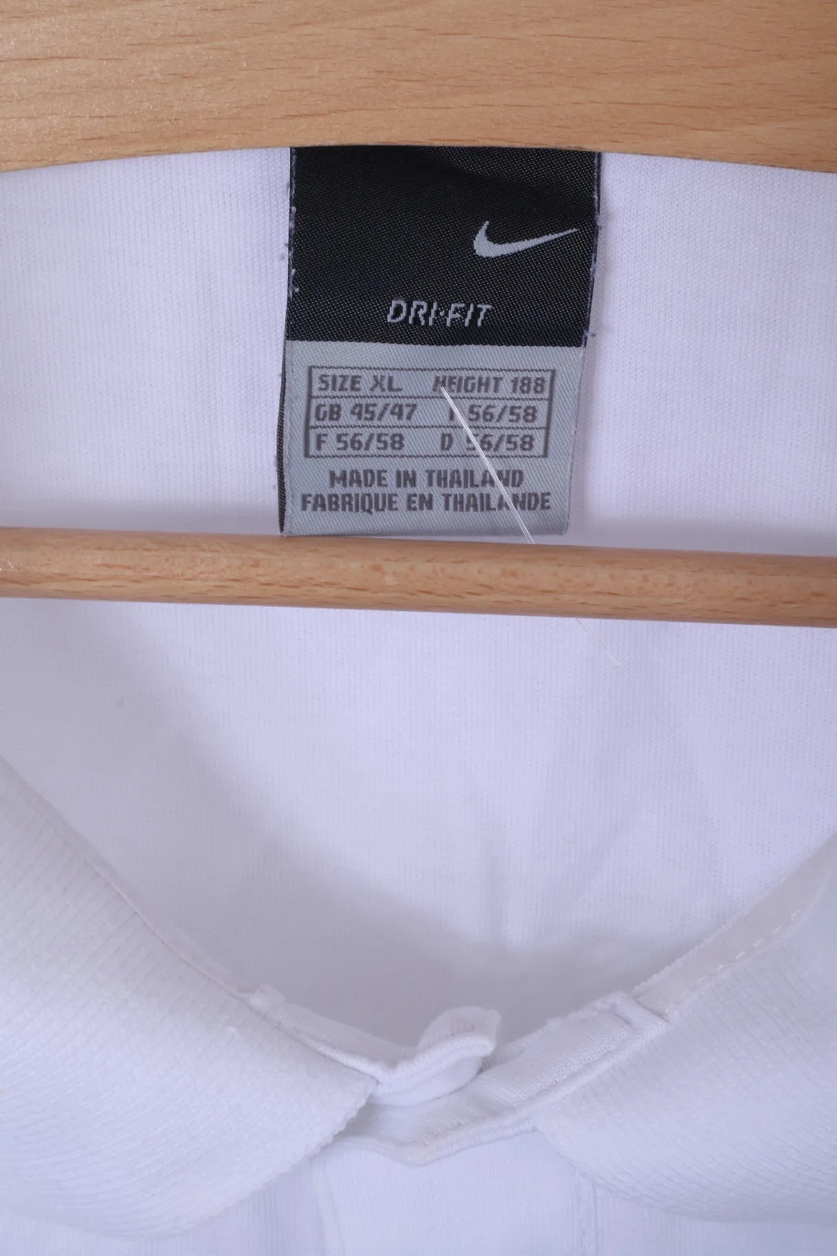 Nike Mens XL 188 Polo Shirt White Cotton Dri-Fit Sport Training