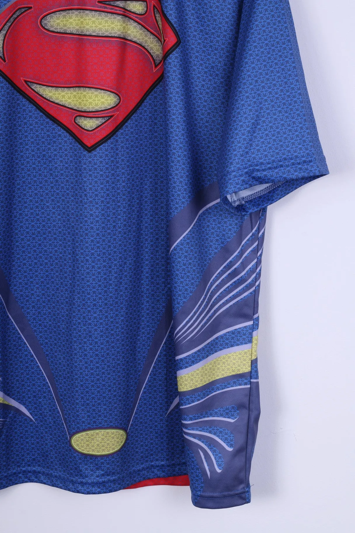 No name Mens XXXL Shirt Superman Comic Shiny Blue Top Crew Neck