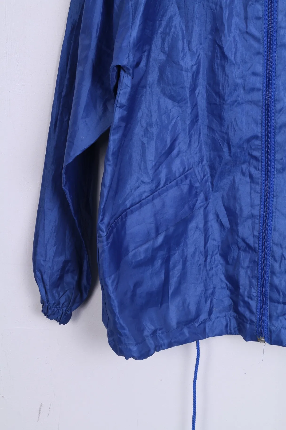 No name Womens S/M Jacket Blue Lightweight Top Hood Zip Up