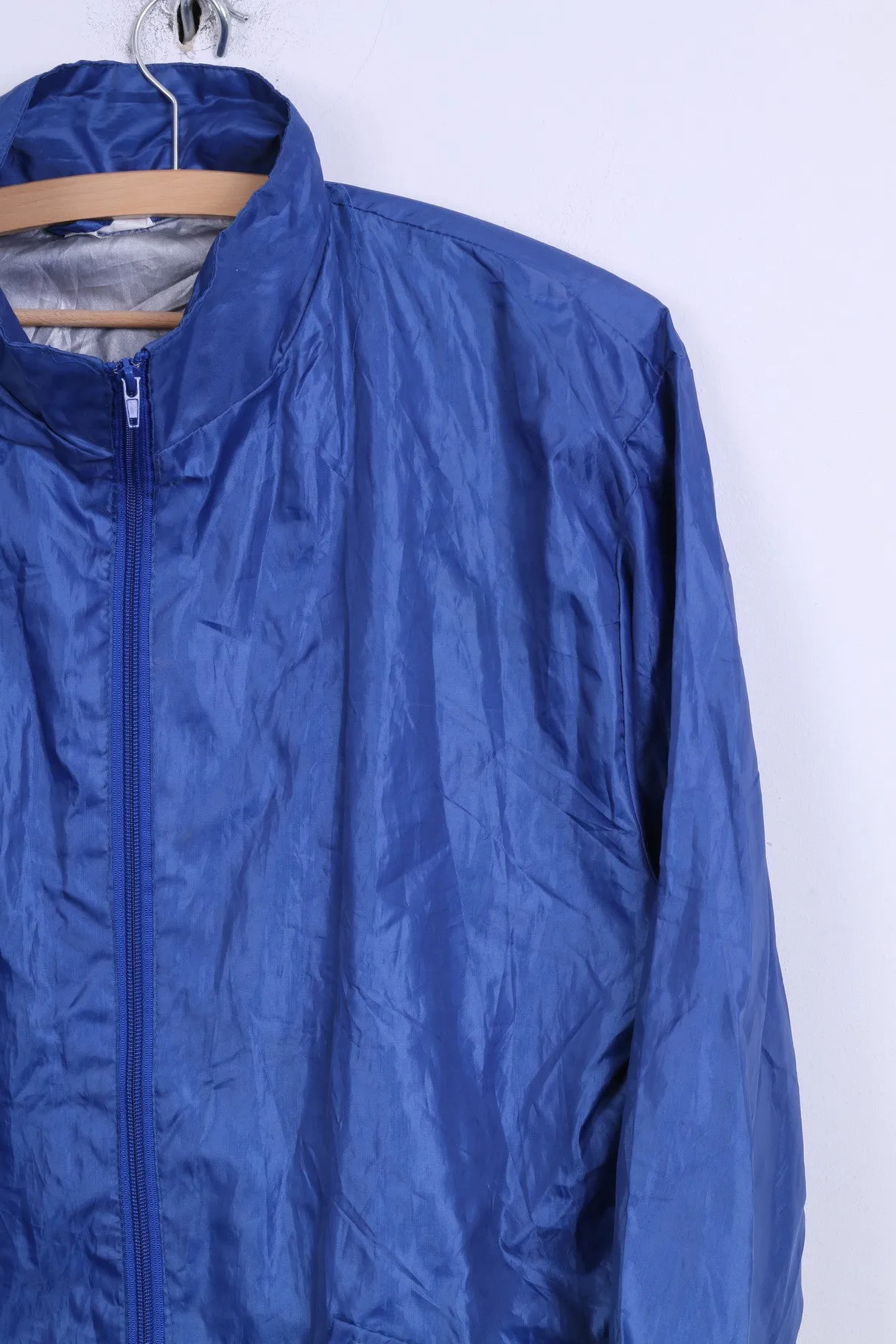 No name Womens S/M Jacket Blue Lightweight Top Hood Zip Up