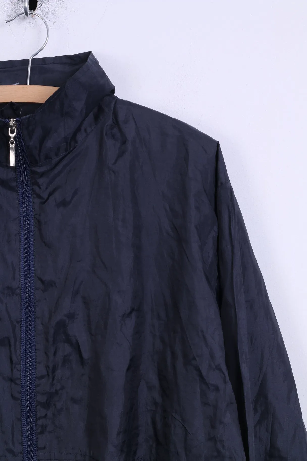 No name Womens XL Jacket Navy Blue Hidden Hood Lightwear Top