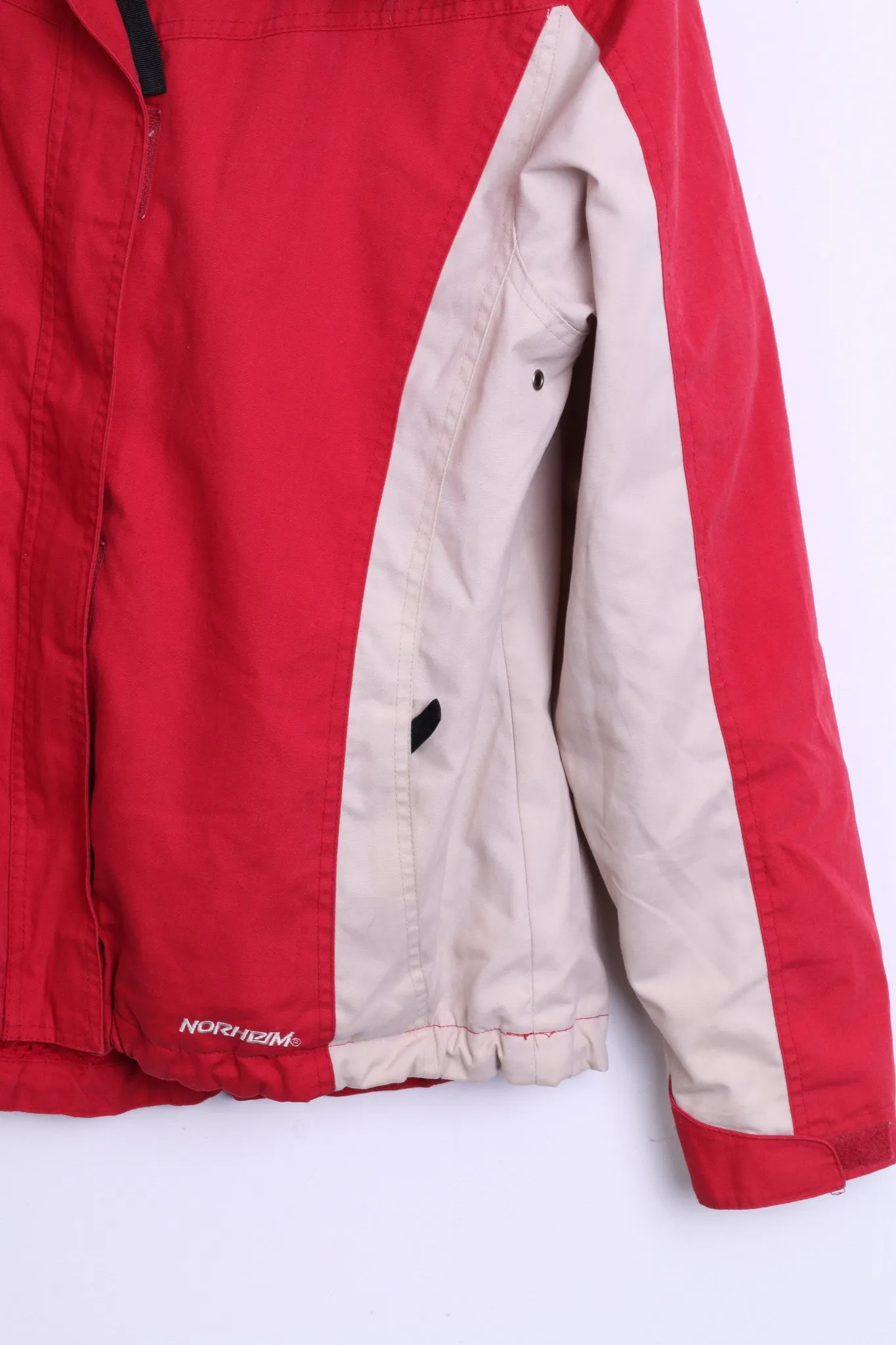 Norheim Womens S/M Jacket Hood Red Cream Sides Fur On The Hood