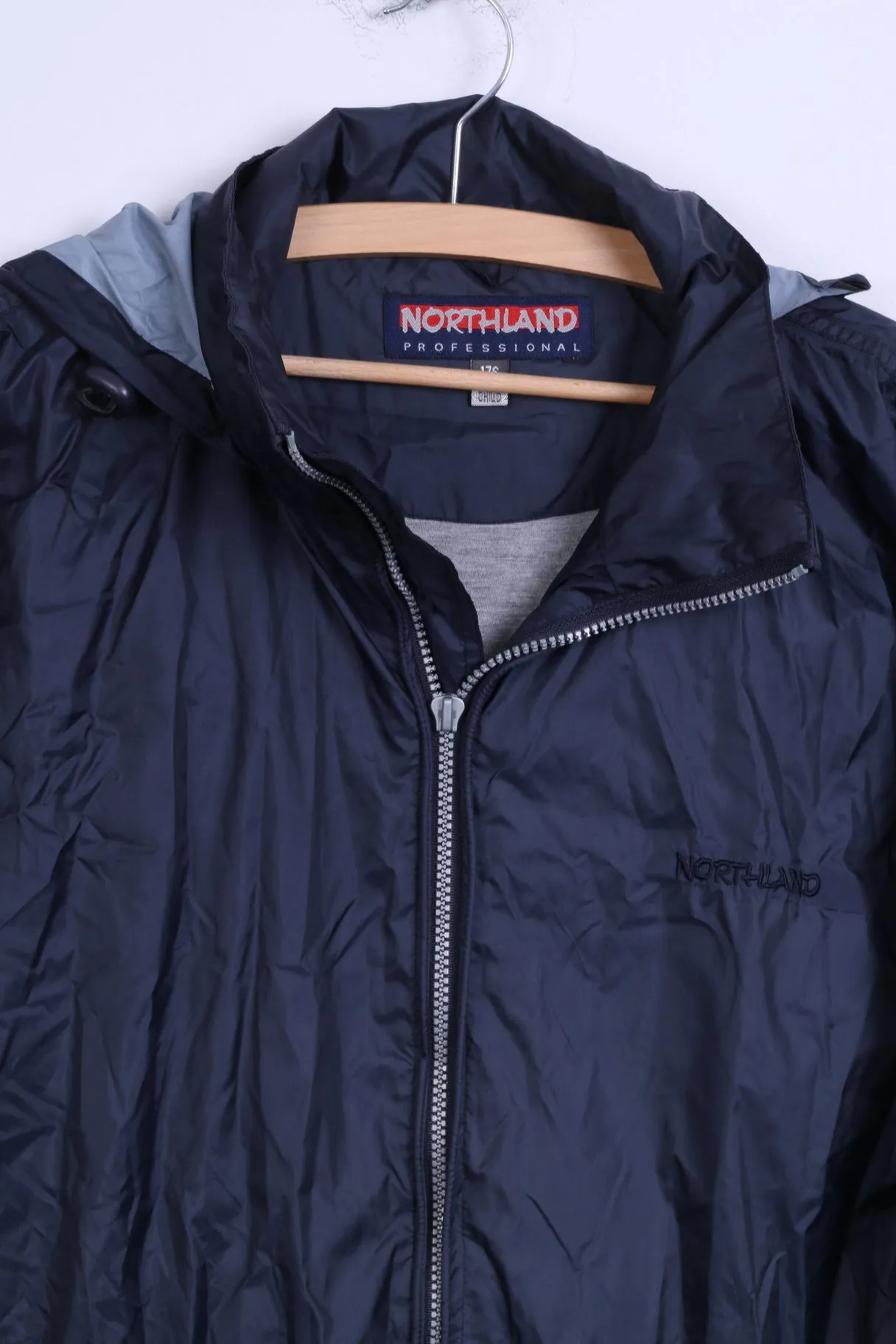 Northland Mens 176 M Jacket Navy Nylon Rainproof Hooded Zip Up Top