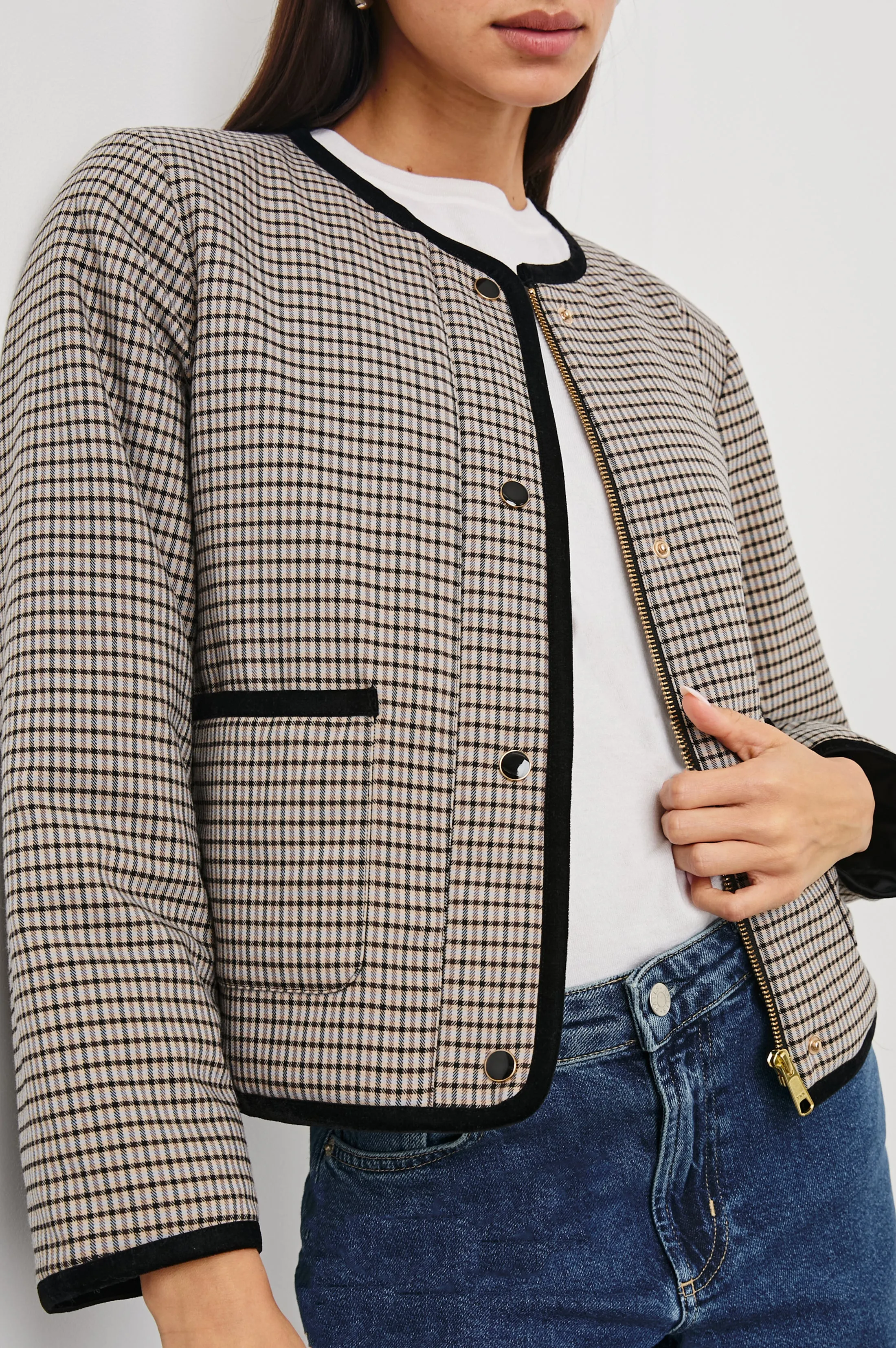 NOTA JACKET - ICE TAUPE MINI CHECK Rails