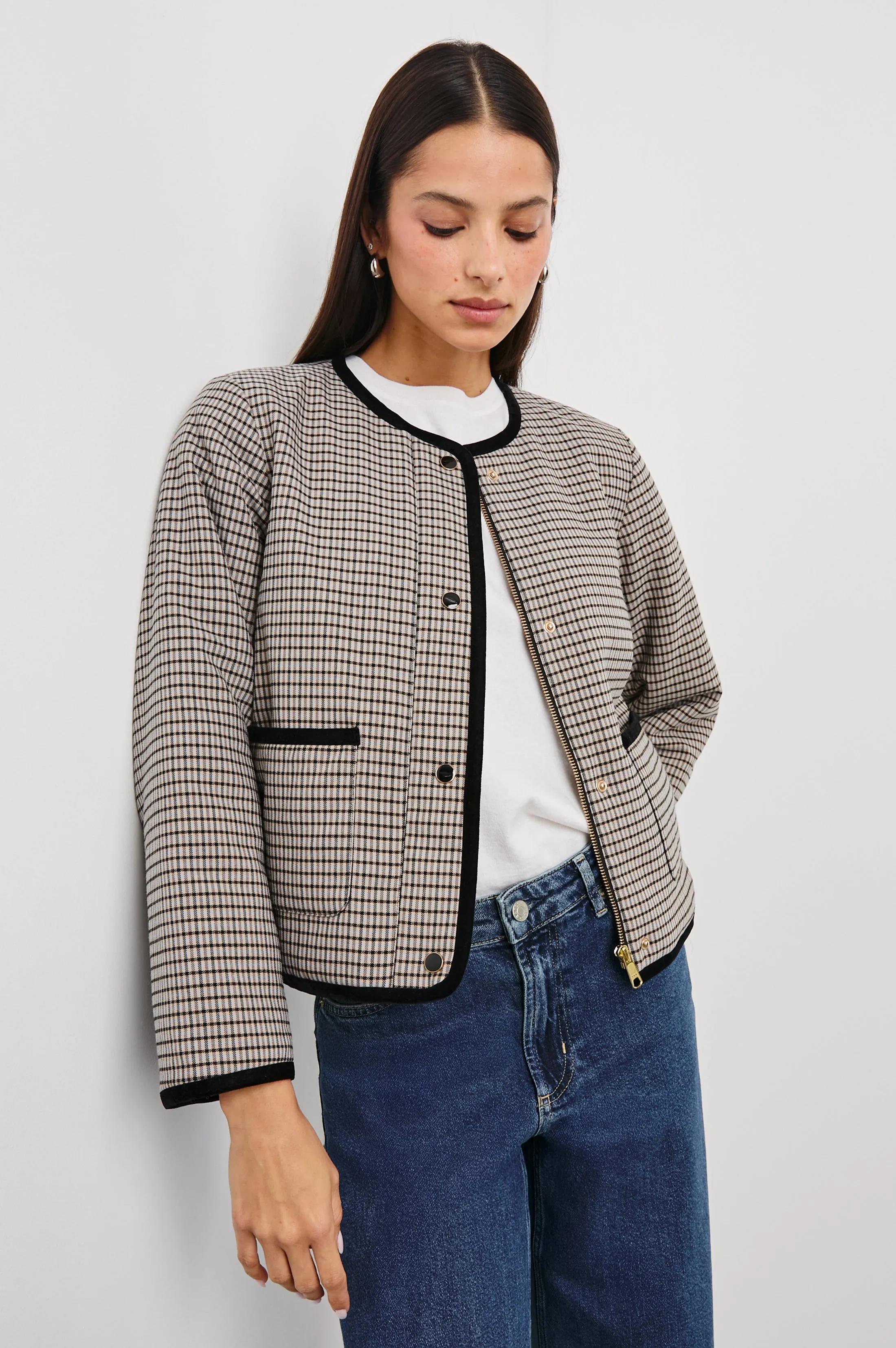 NOTA JACKET - ICE TAUPE MINI CHECK Rails