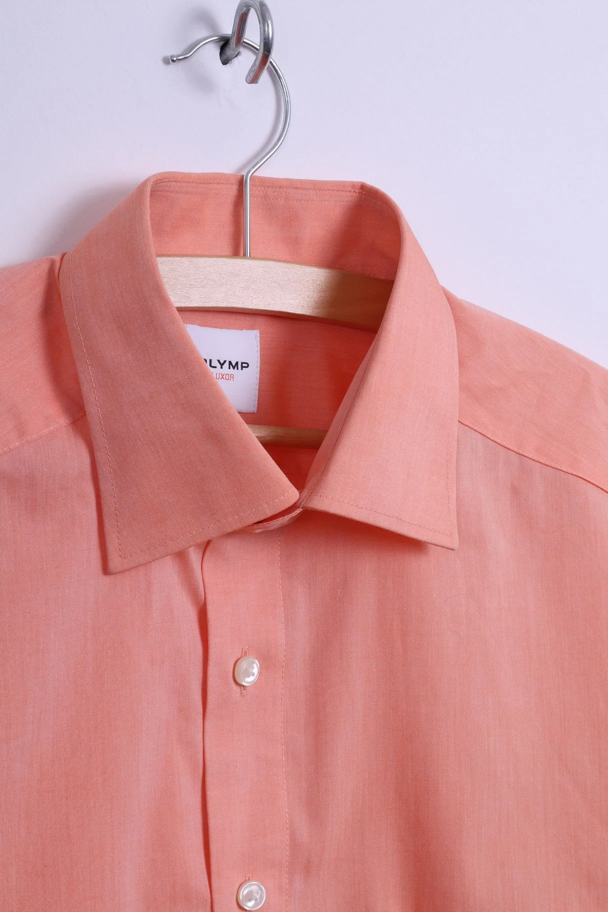 Olymp Mens 16 41 XL Casual Shirt Short Sleeve Orange Cotton Modern Fit