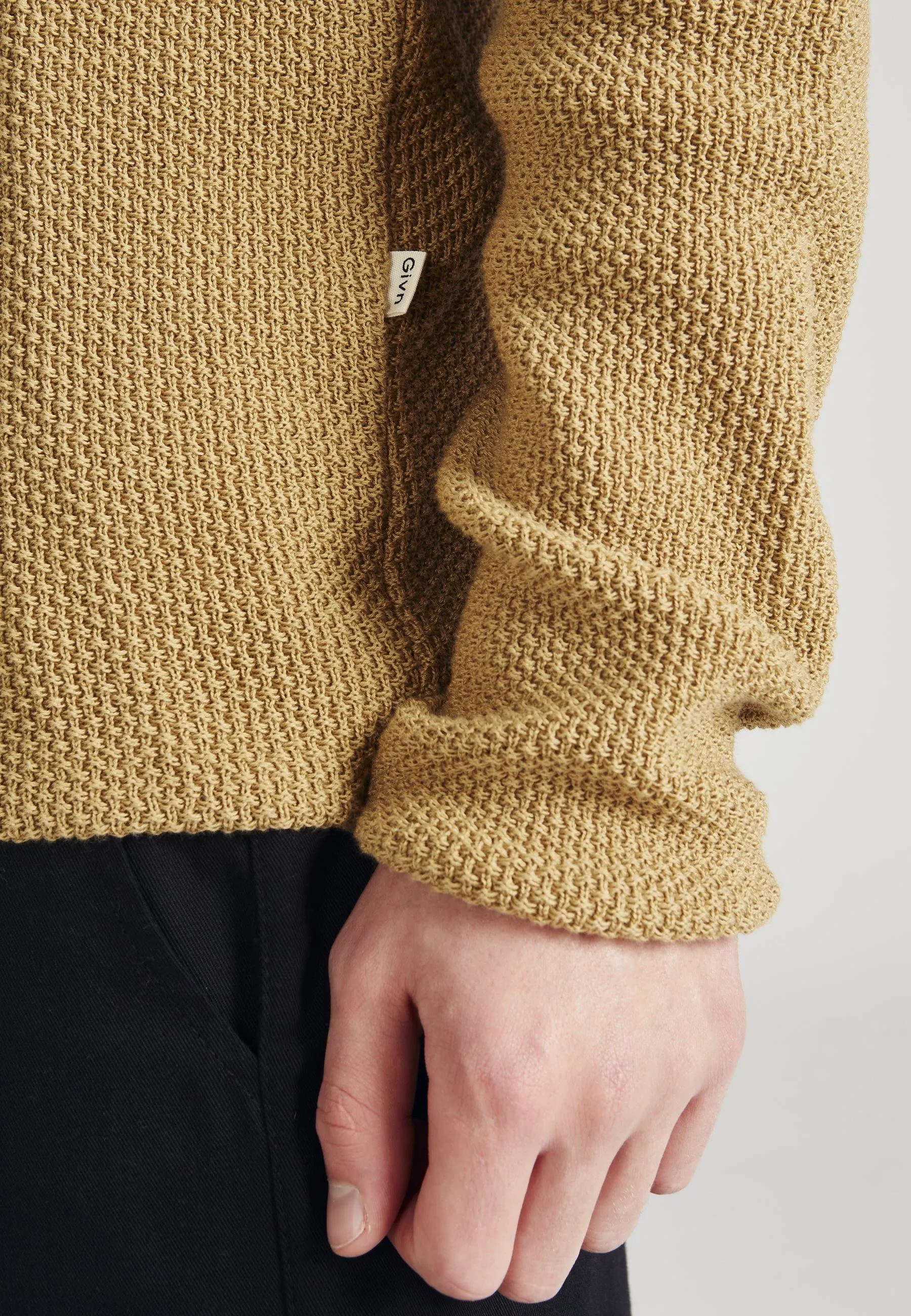 Organic Cotton Knit Sweater COLE - Camel Givn Berlin