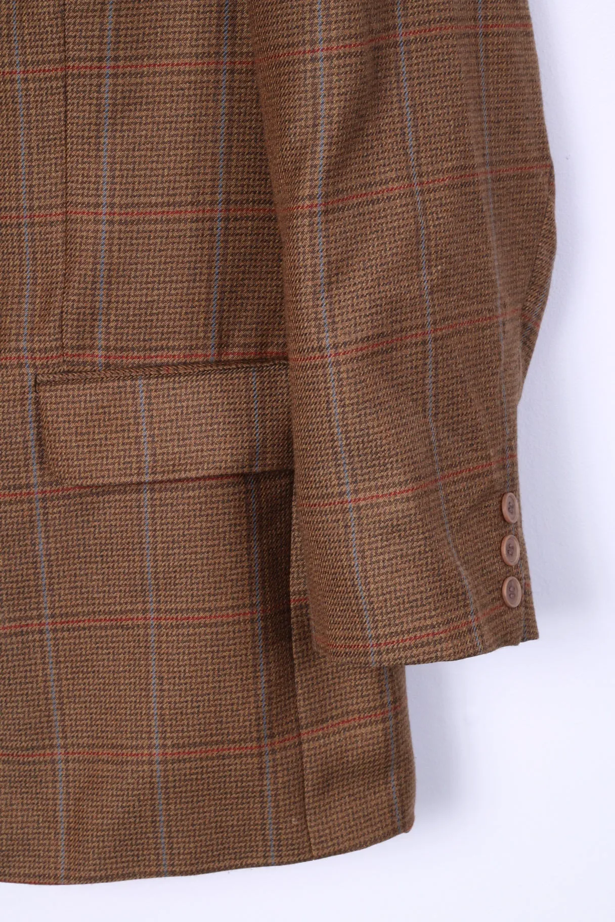 Otto Berg Fashion Mens 27 (XL) Blazer Mustard Single Breasted Wool Check Palazzo Top
