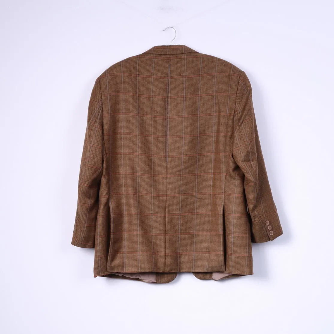 Otto Berg Fashion Mens 27 (XL) Blazer Mustard Single Breasted Wool Check Palazzo Top