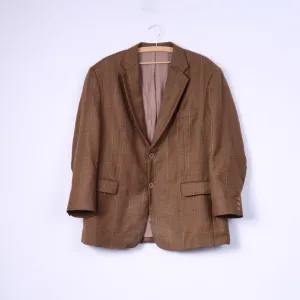 Otto Berg Fashion Mens 27 (XL) Blazer Mustard Single Breasted Wool Check Palazzo Top