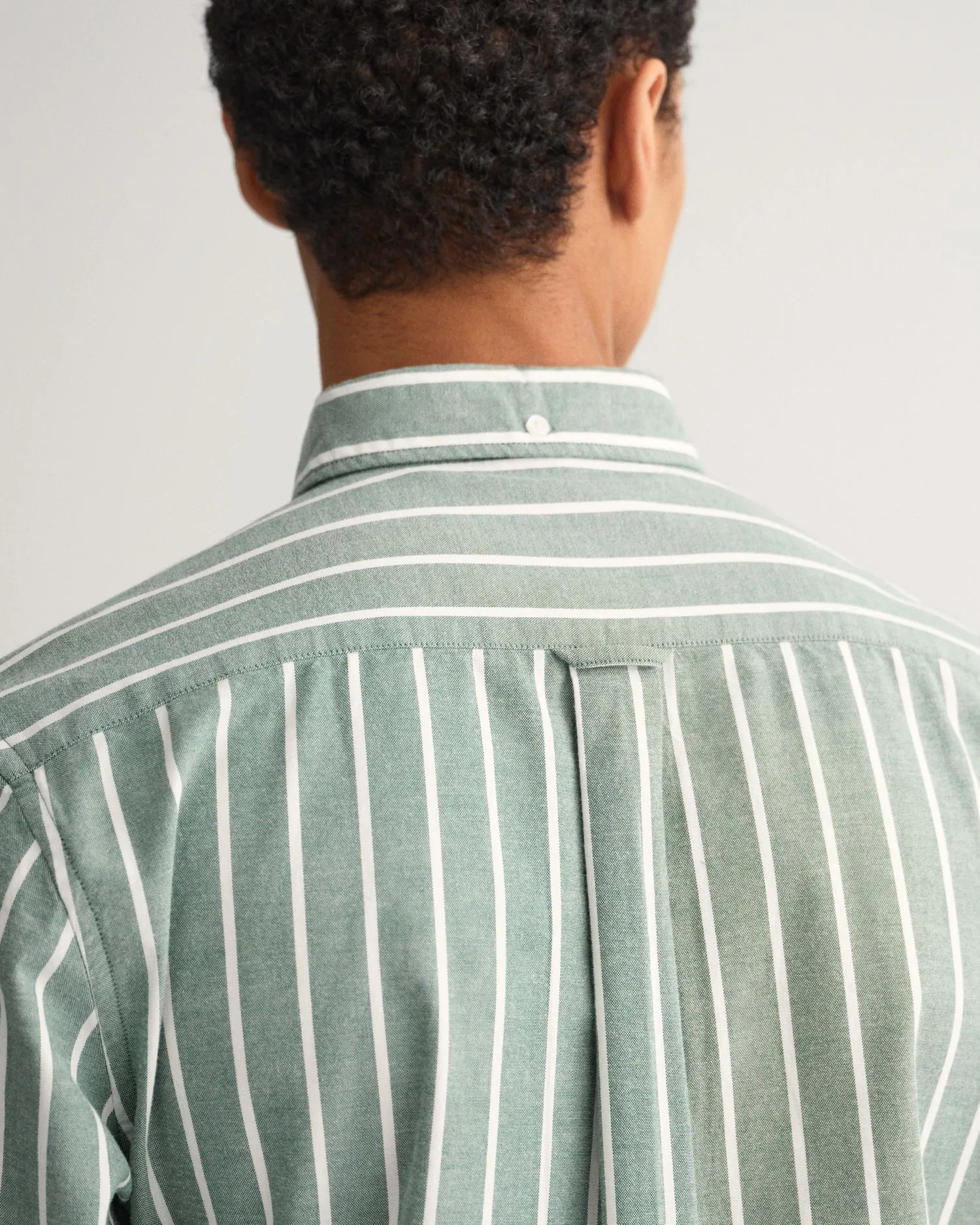 Oxford Shirt - Wide Stripe - Forest Green & White