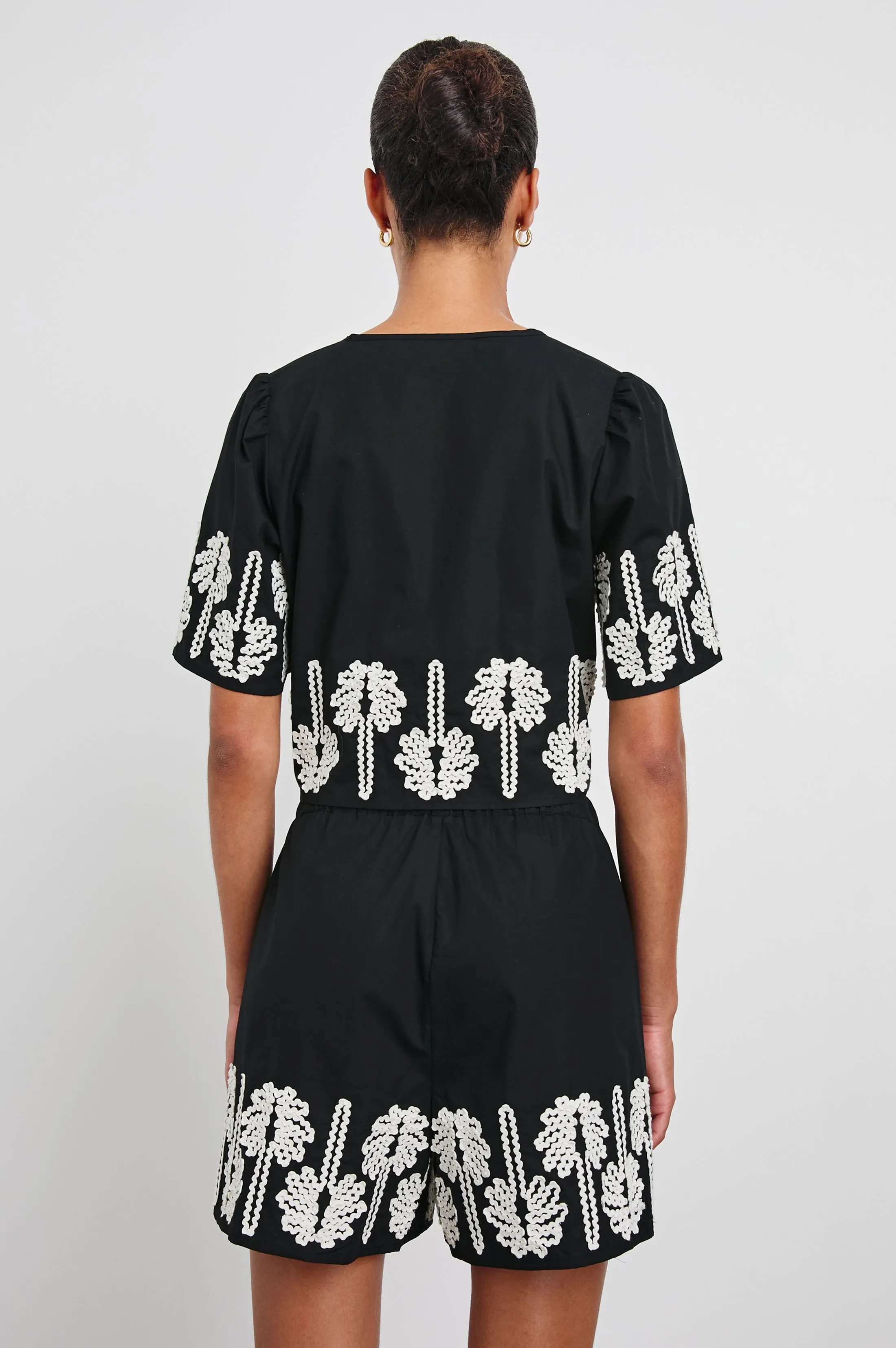 PARI TOP - BLACK IVORY PALM TREES Rails