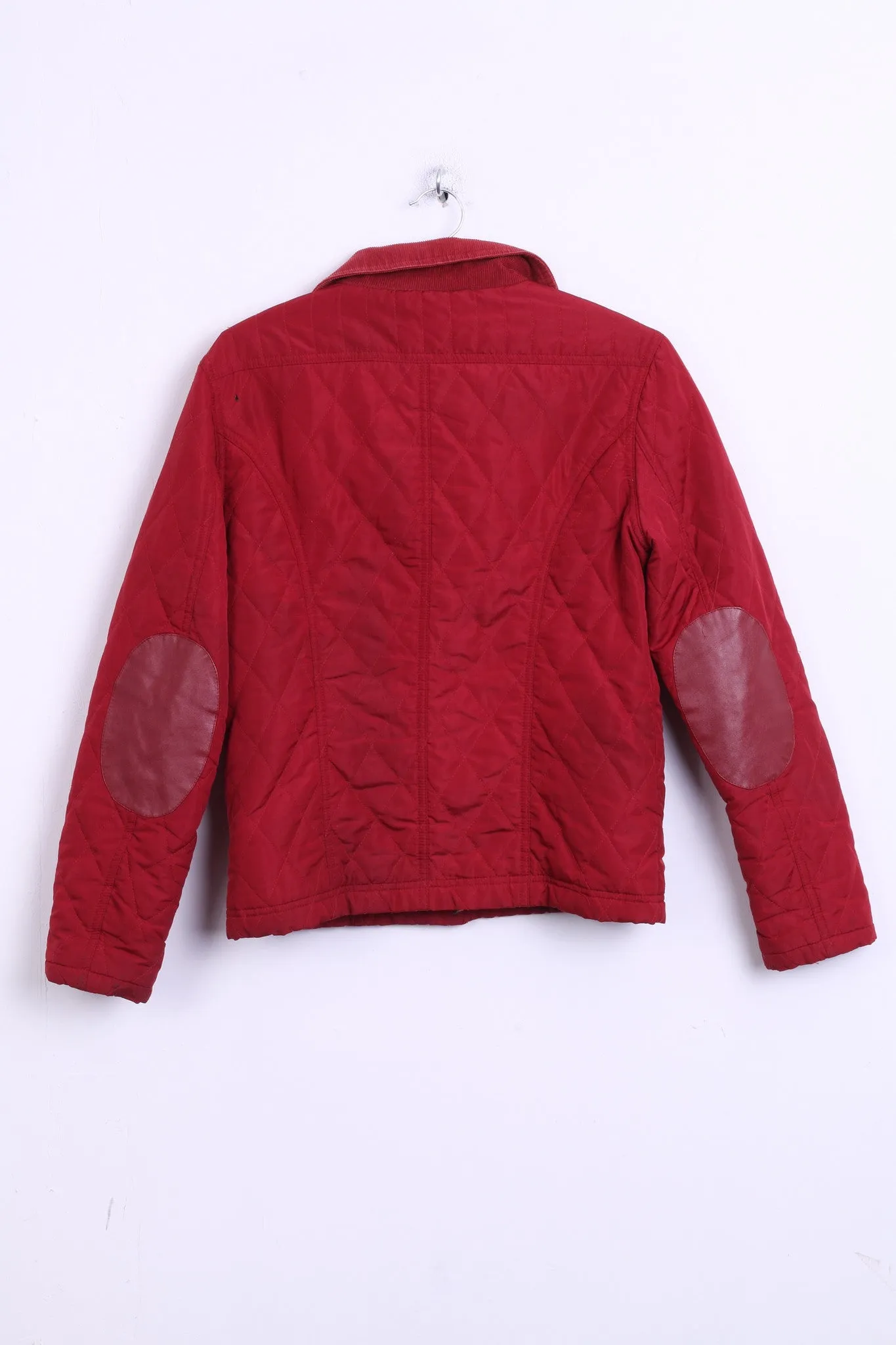Parisian Womens 10 S Quilted Jacket Maroon Patch Handcrafted
