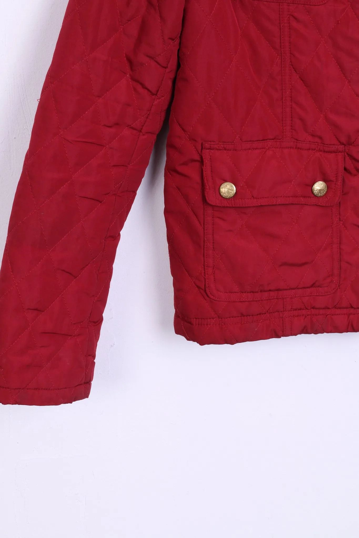 Parisian Womens 10 S Quilted Jacket Maroon Patch Handcrafted