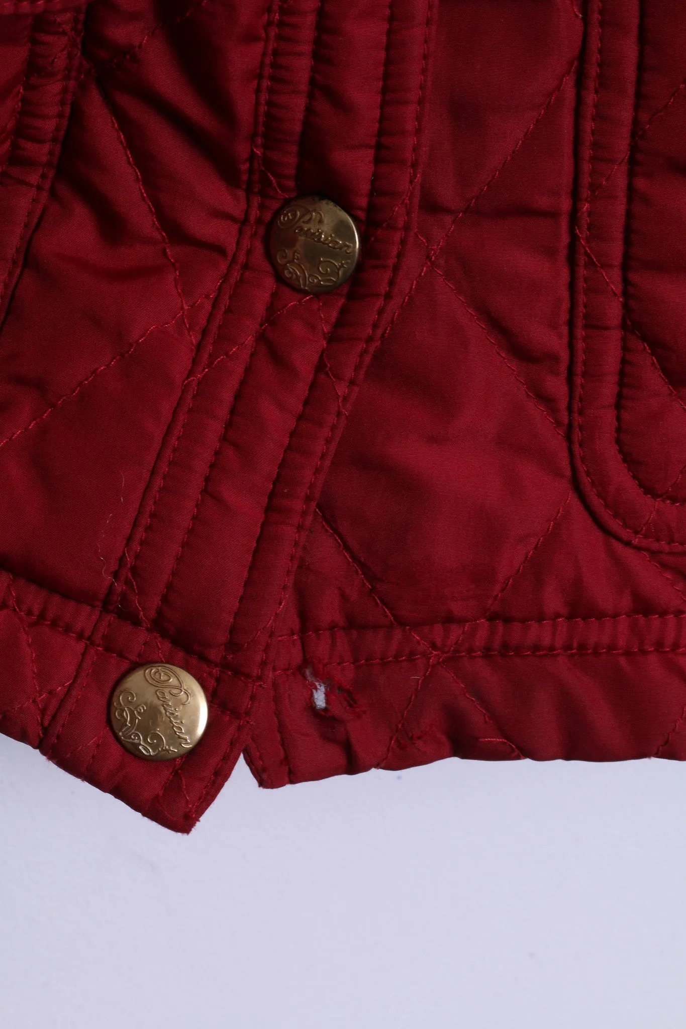 Parisian Womens 10 S Quilted Jacket Maroon Patch Handcrafted