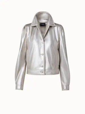 Pearlized Lambskin Leather Jacket Akris