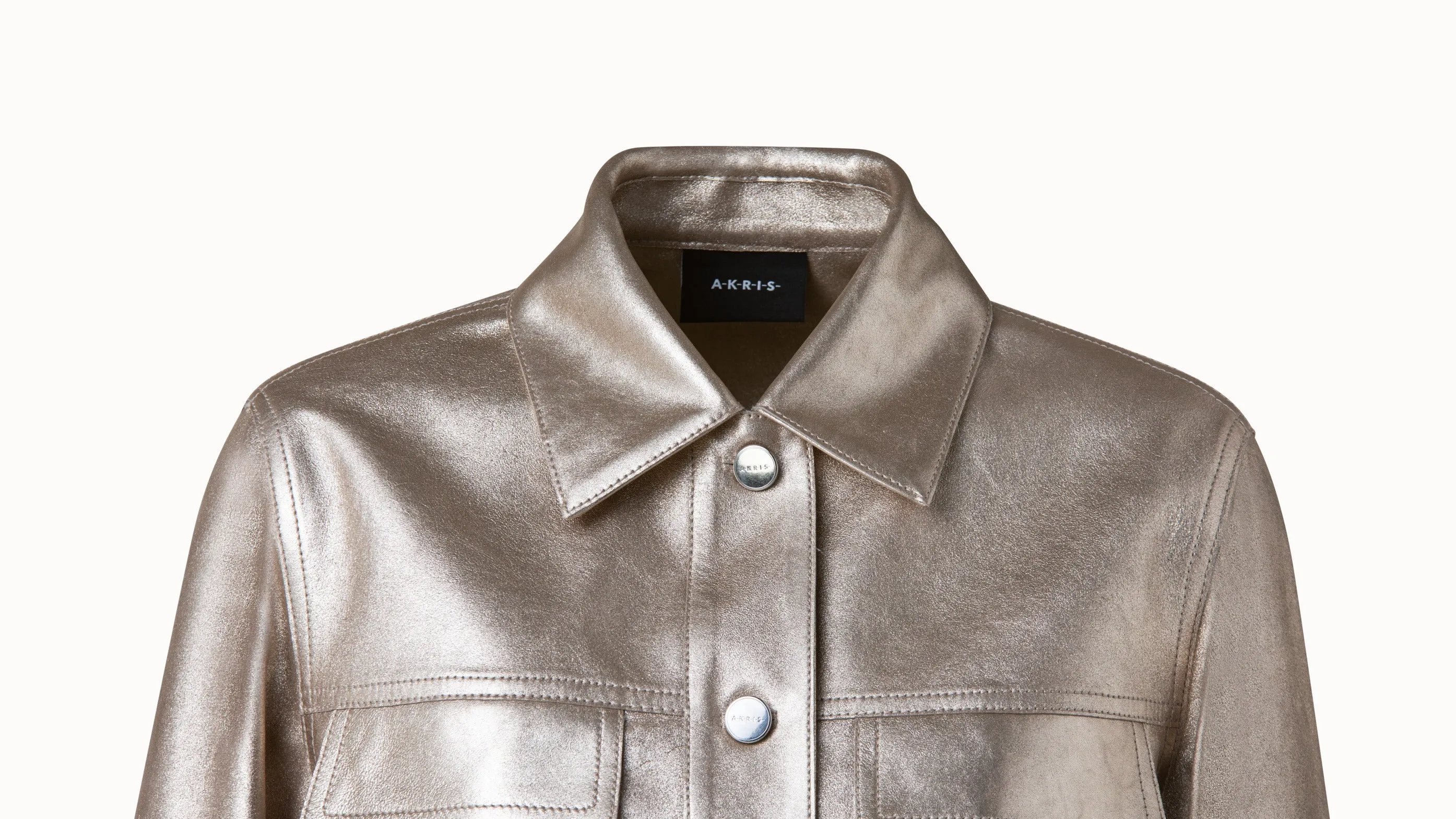 Pearlized Nappa Leather Jacket Akris