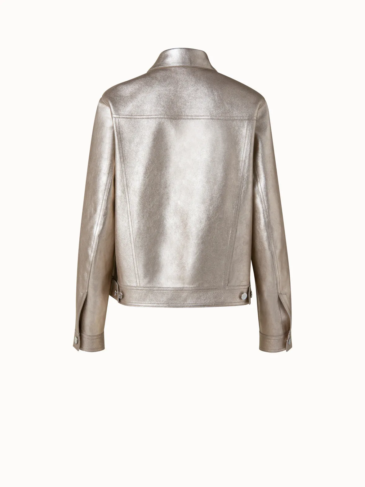 Pearlized Nappa Leather Jacket Akris