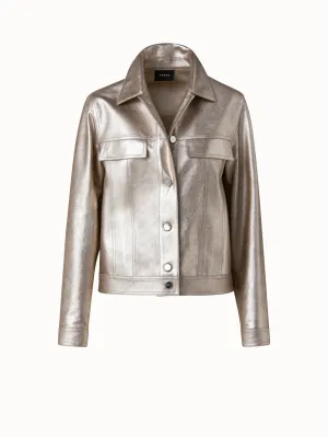 Pearlized Nappa Leather Jacket Akris