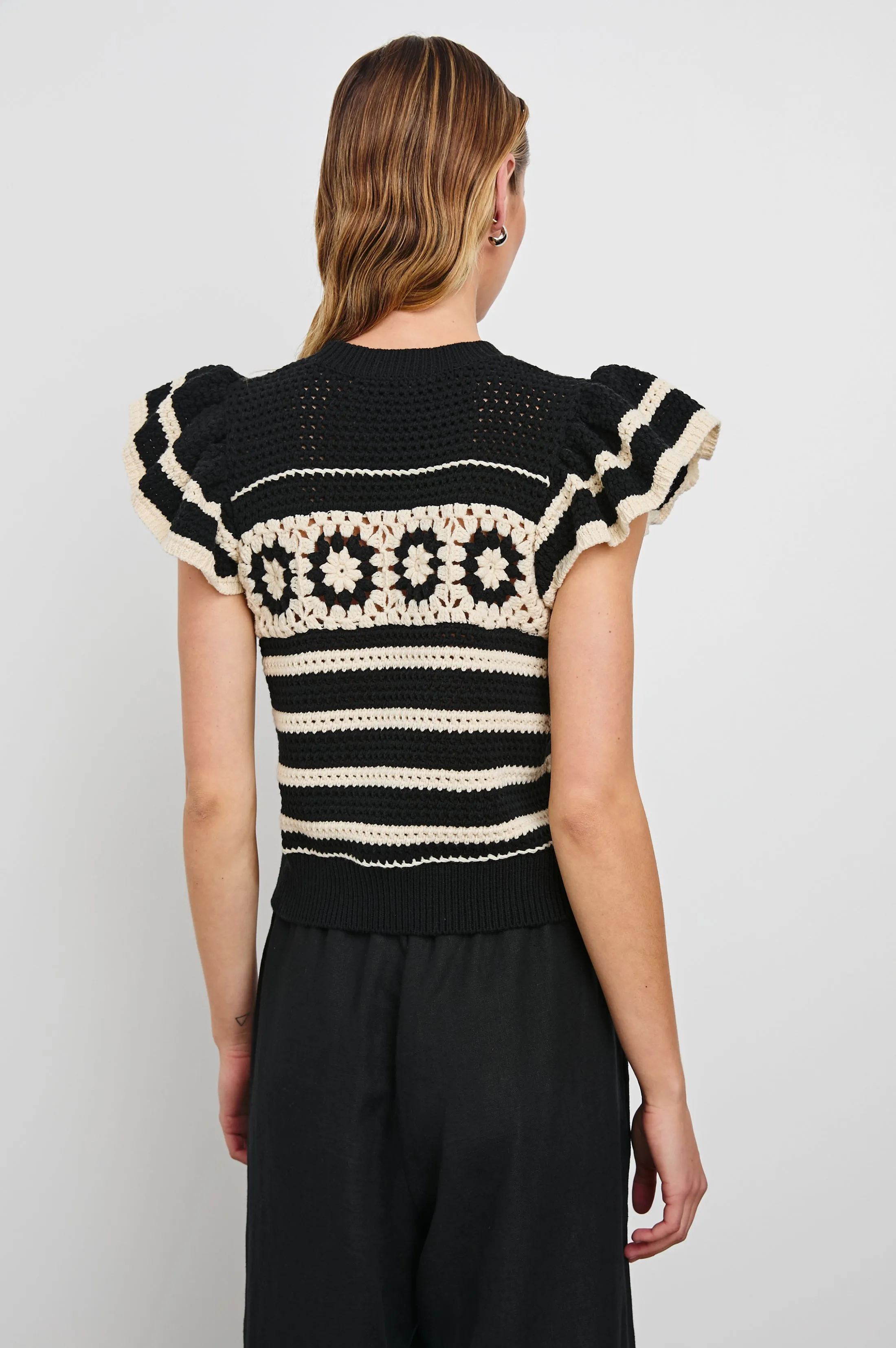 PENELOPE TOP - BLACK IVORY STRIPE Rails