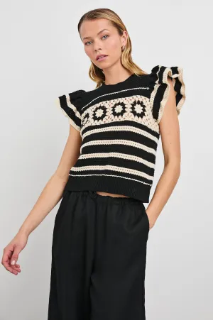 PENELOPE TOP - BLACK IVORY STRIPE Rails