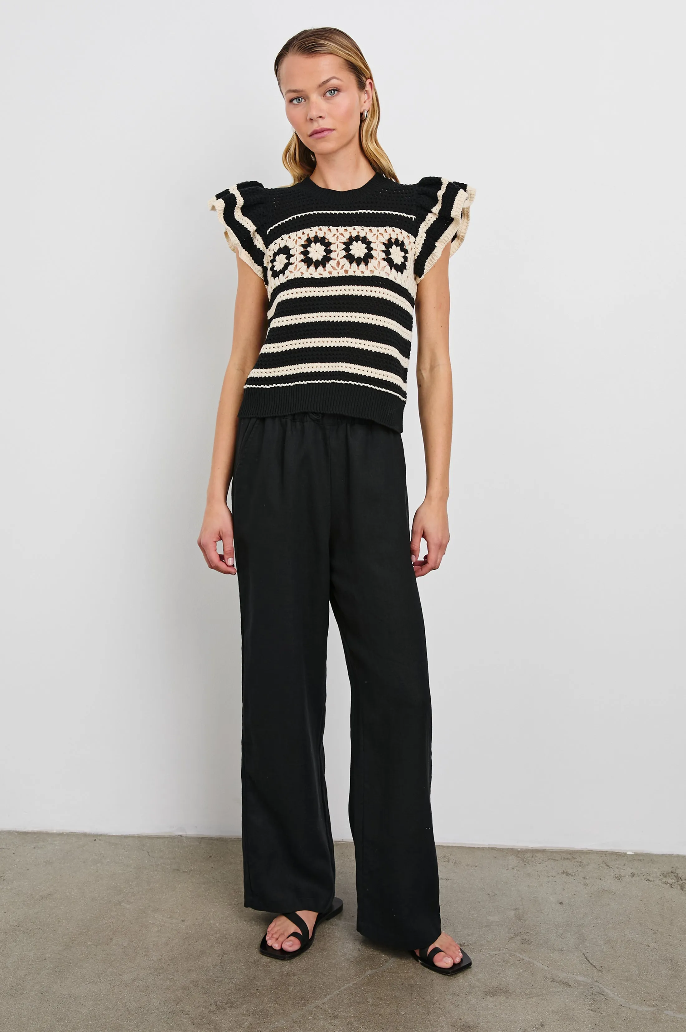 PENELOPE TOP - BLACK IVORY STRIPE Rails