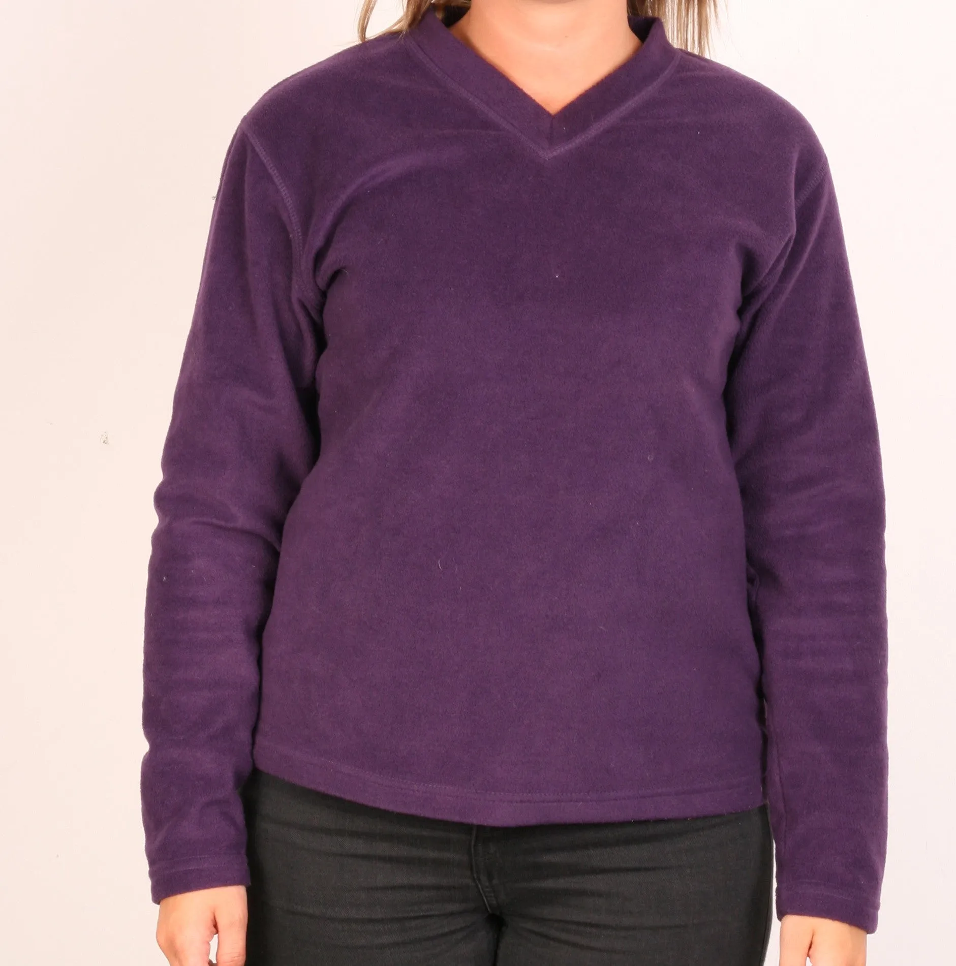 Peter Storm Womens L Fleece Jacket V Neck Purple Long Sleeve