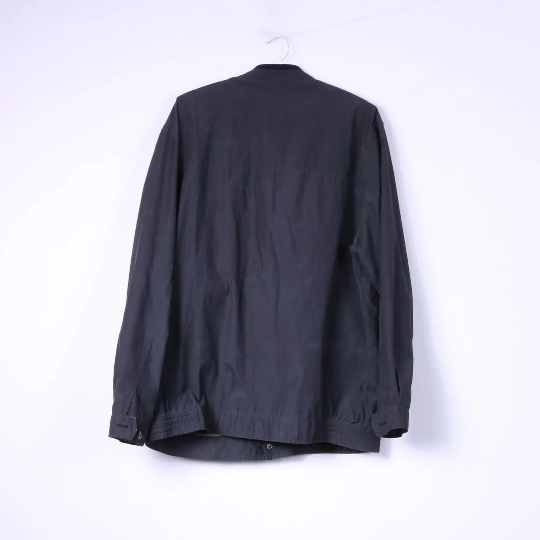 Pier Angelin Mens 44 54 XL Bomber Jacket Lightweight Navy Buttoned Top