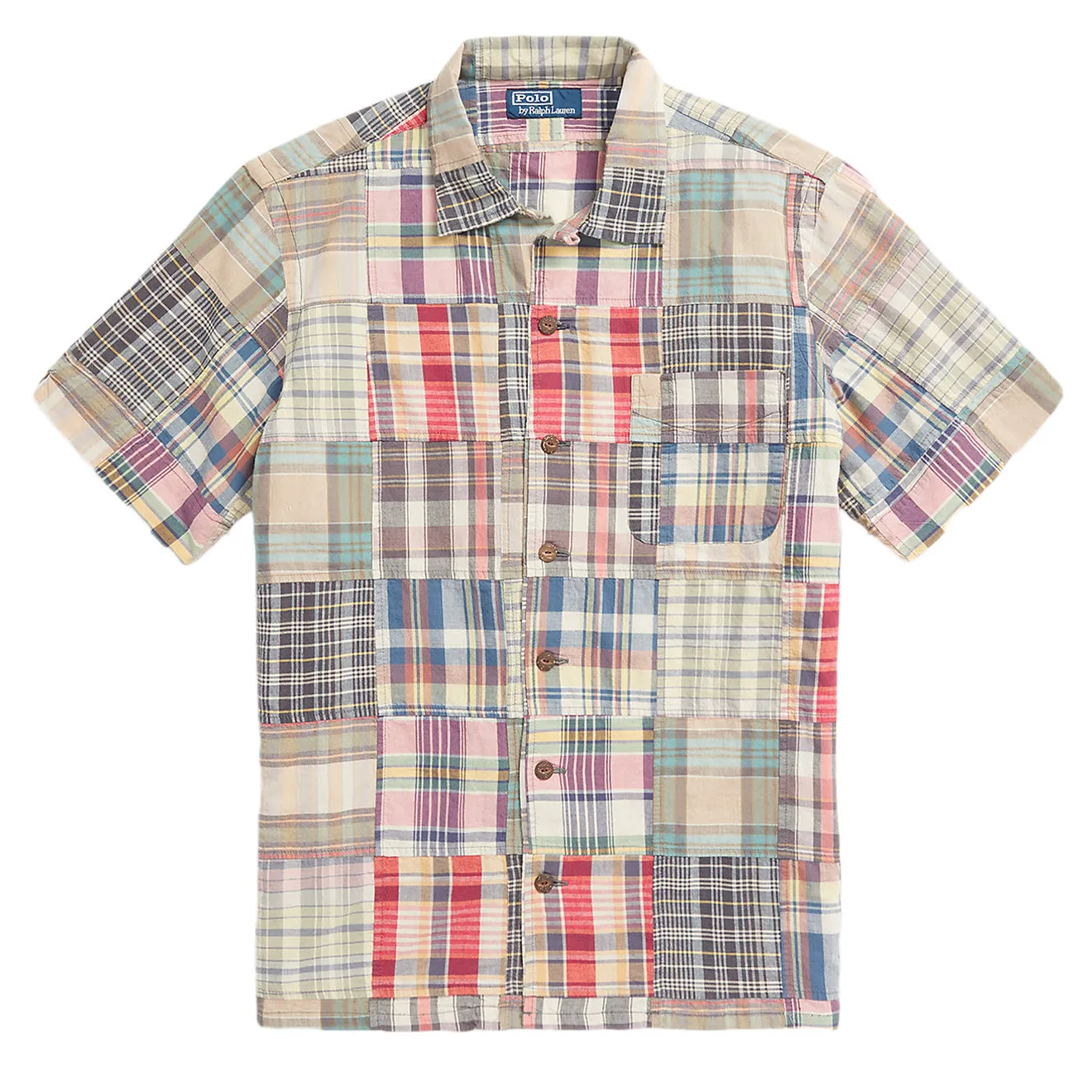 Polo Ralph Lauren Classic Fit Patchwork Madras Camp Shirt Key West Patchwork