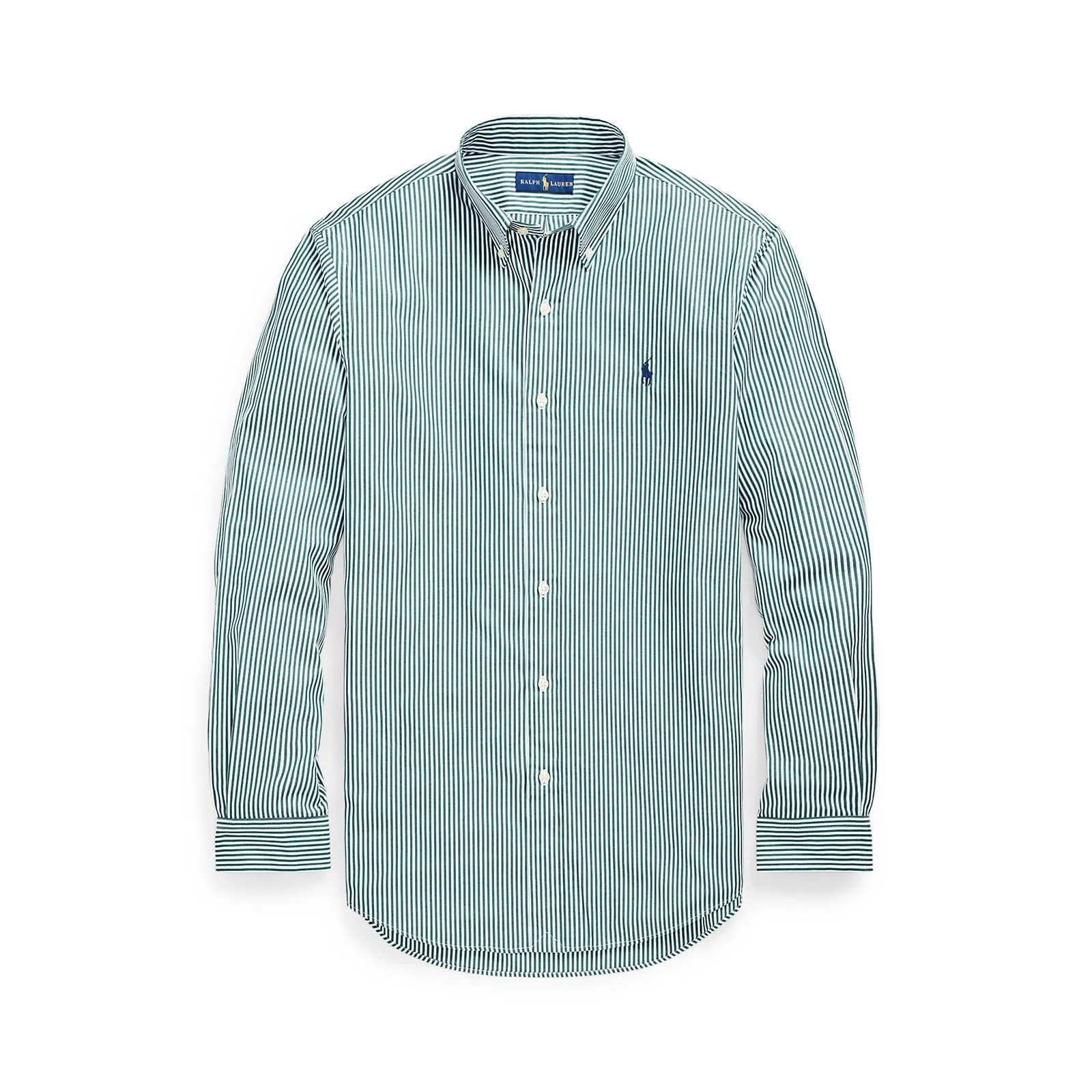 Polo Ralph Lauren - Custom Fit Stretch Poplin Shirt - Stripe - Pine & White