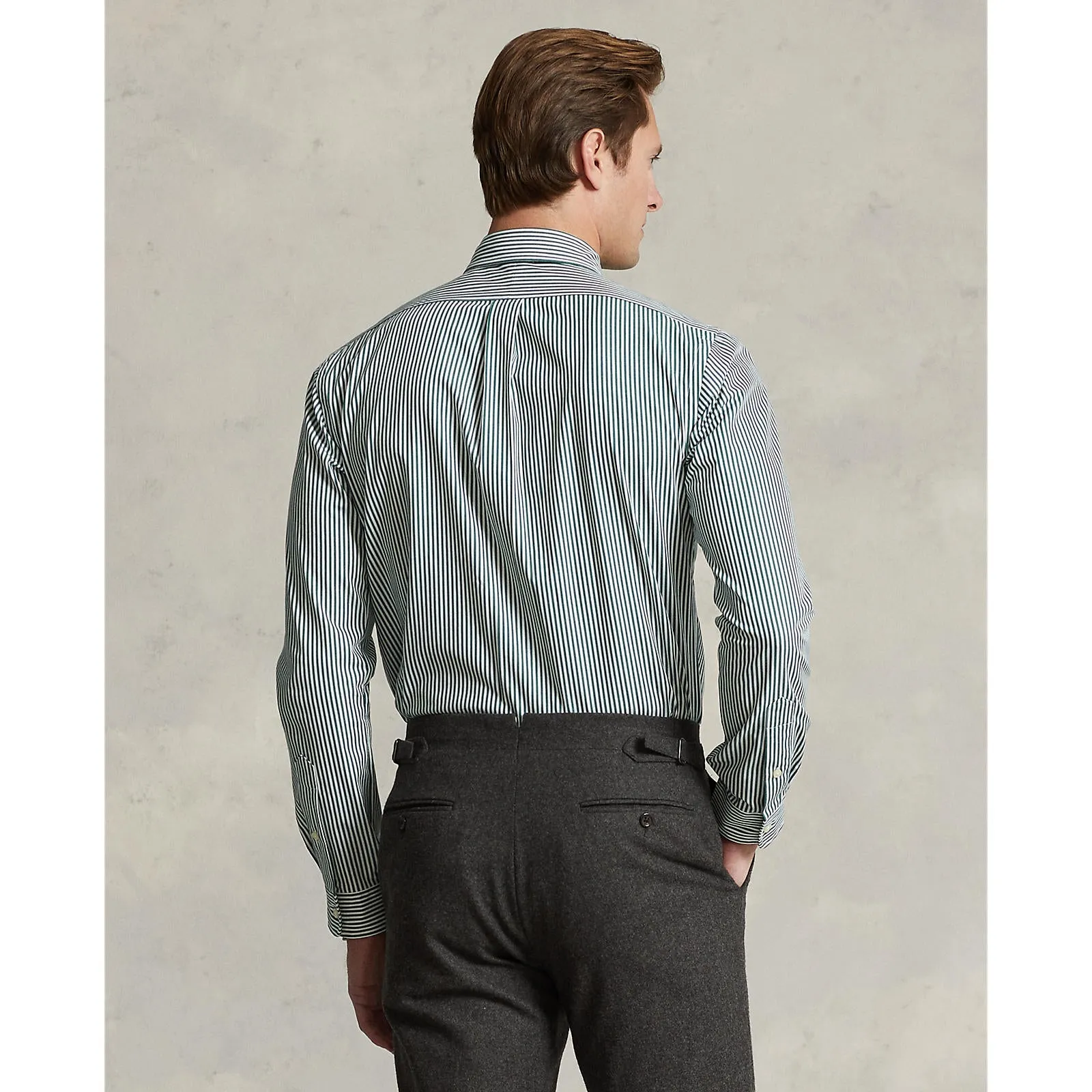 Polo Ralph Lauren - Custom Fit Stretch Poplin Shirt - Stripe - Pine & White